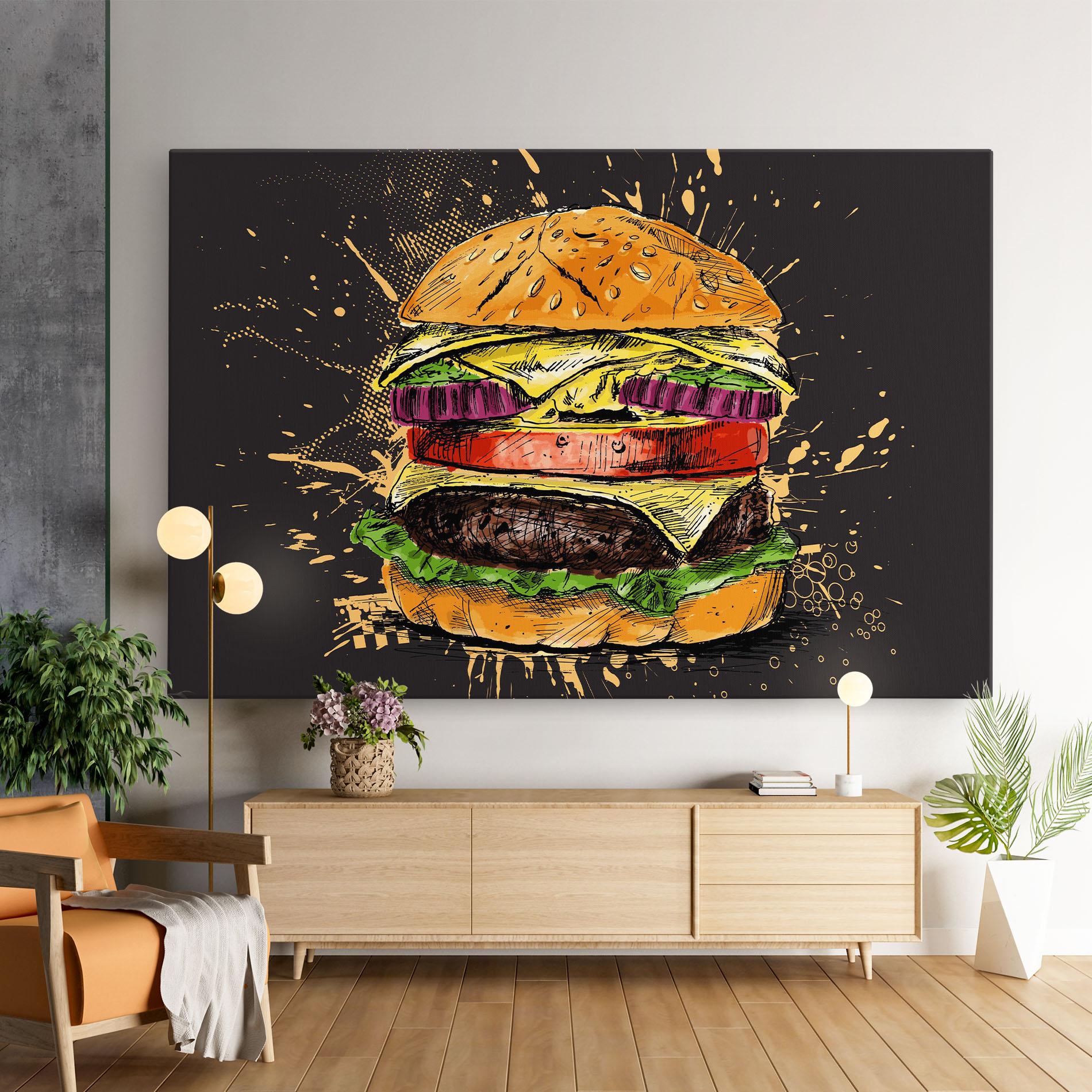 Tablou Canvas Burger Drawing mockup 9