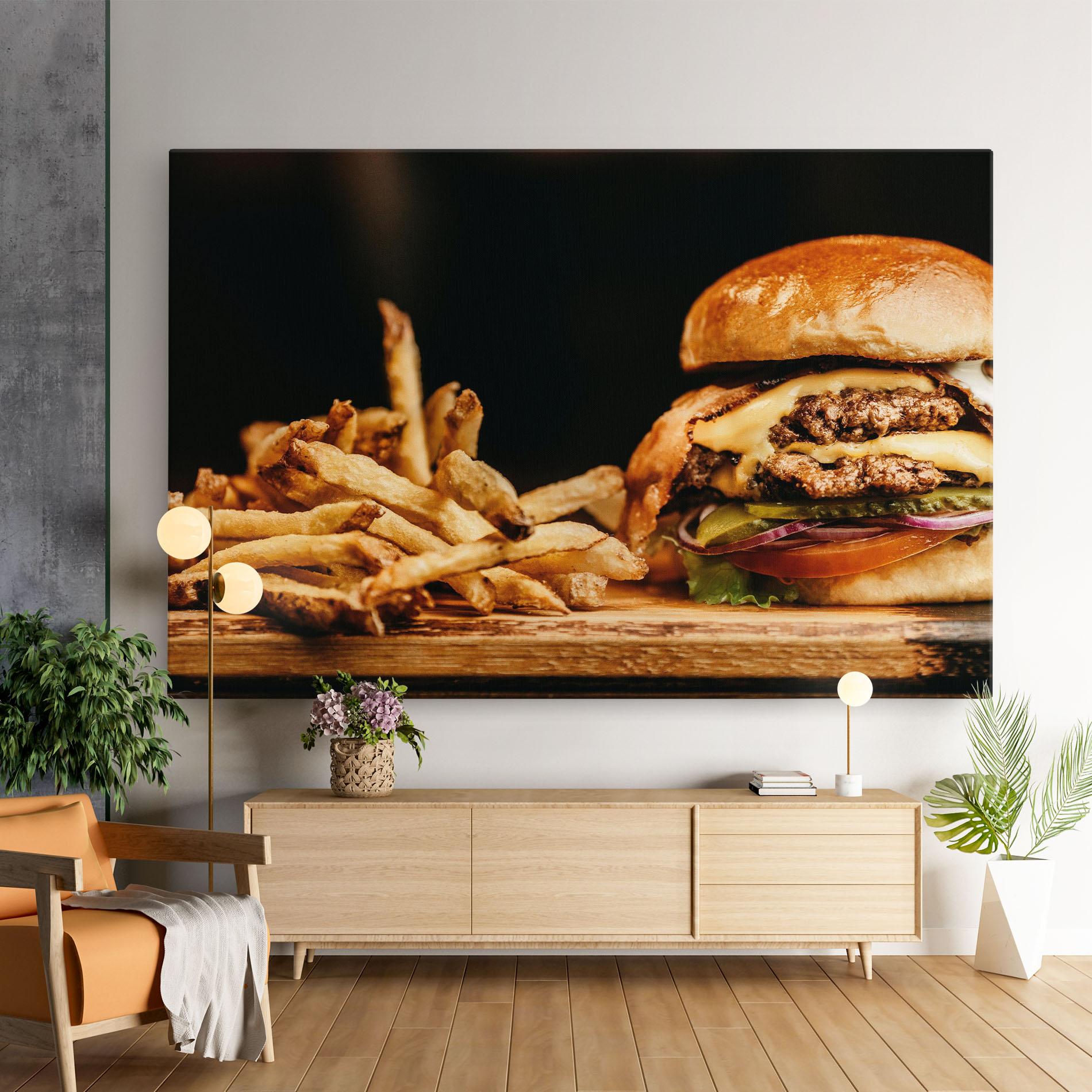 Tablou Canvas Hamburger With Fries mockup 9