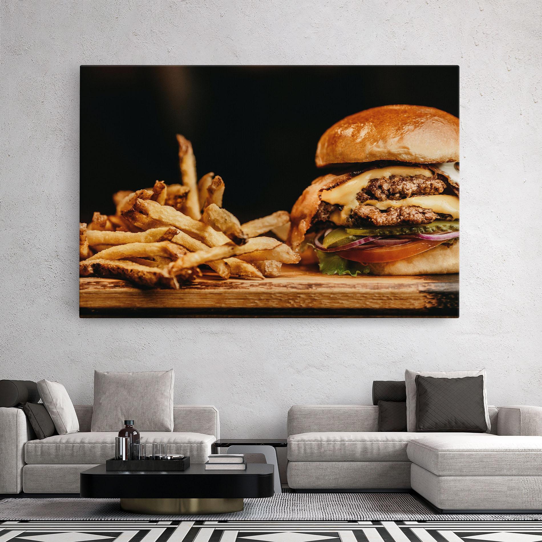 Tablou Canvas Hamburger With Fries mockup 2