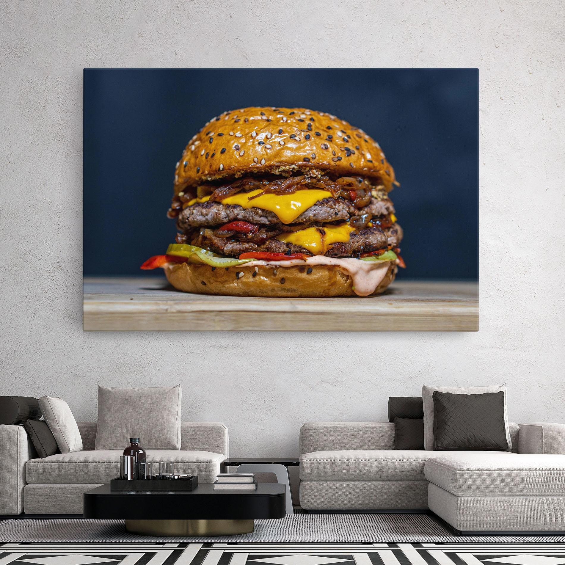 Tablou Canvas Tasty Hamburger mockup 2