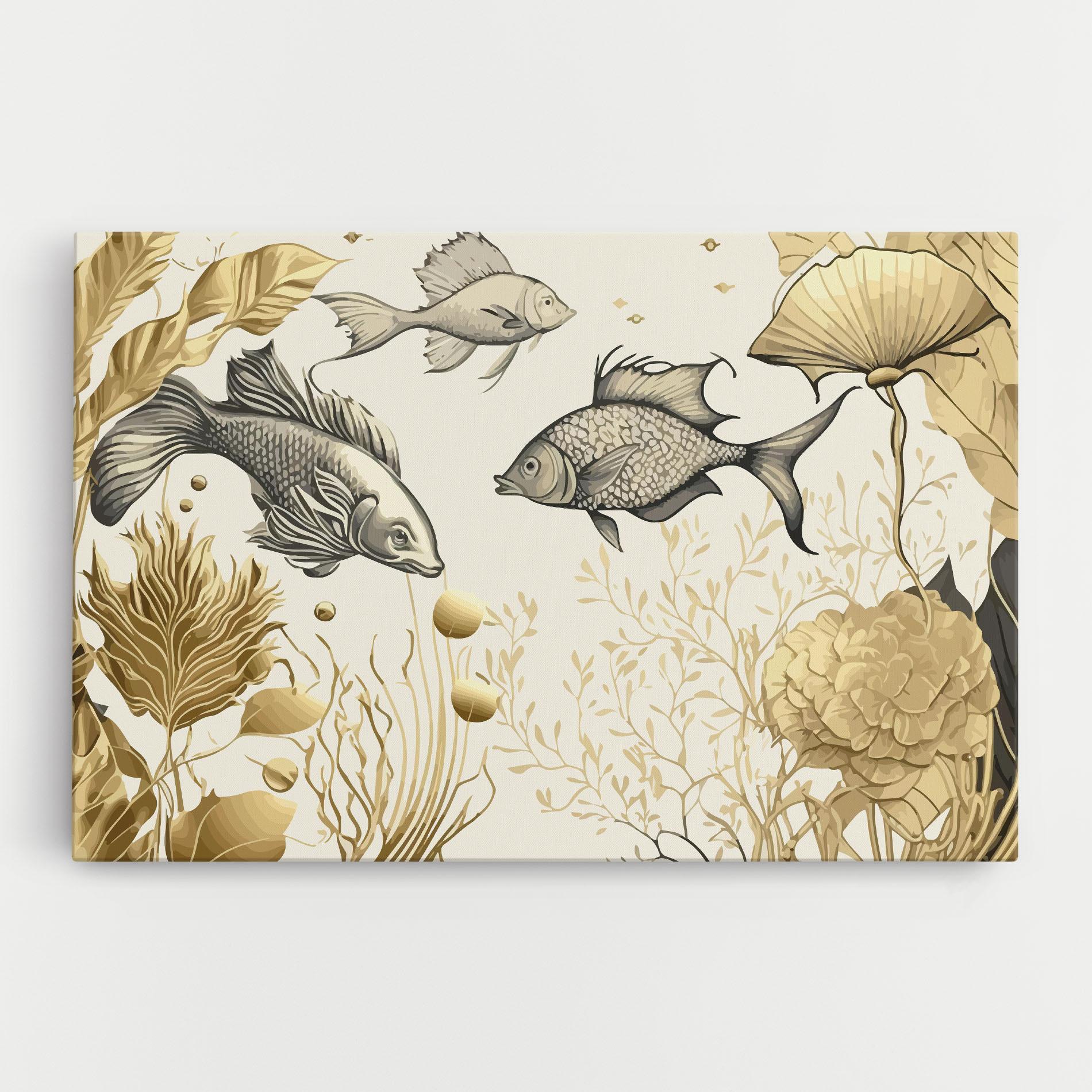 Tablou Canvas Grey Gold Fish mockup 0