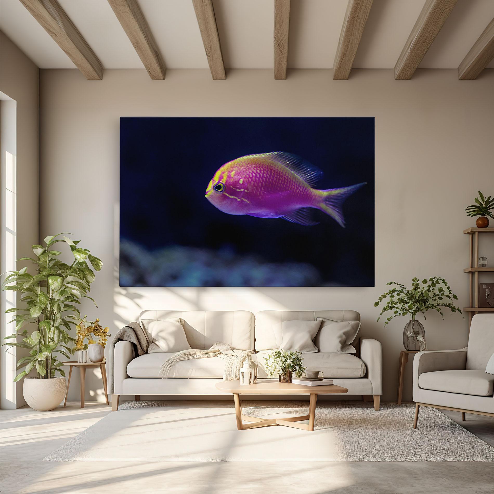 Tablou Canvas Angry Pink Fish mockup 6