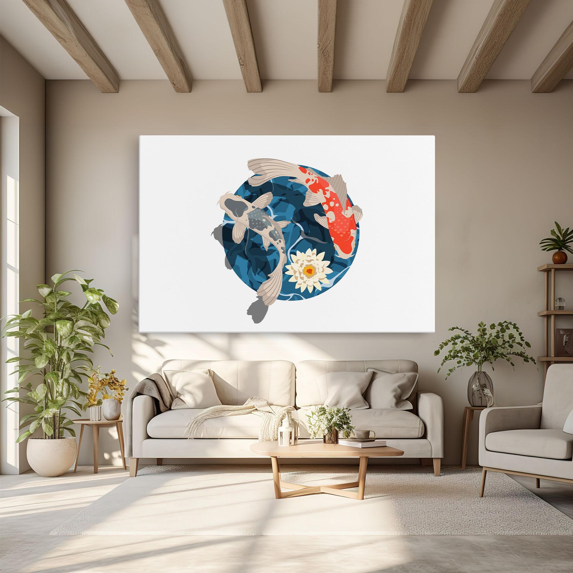 Tablou Canvas Grey Orange Koi mockup 6