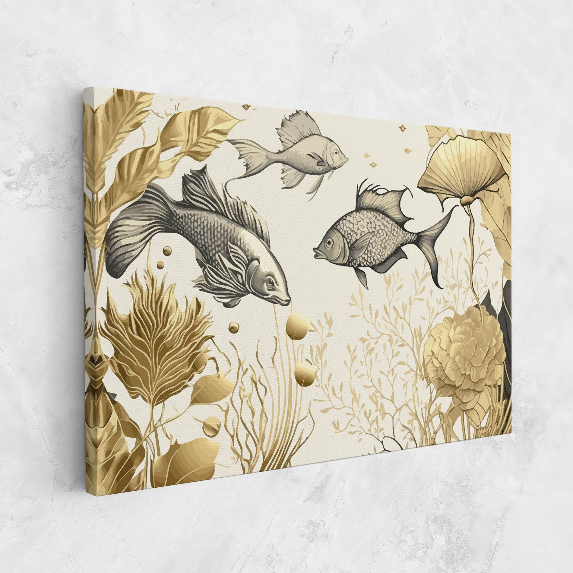 Tablou Canvas Grey Gold Fish mockup 1