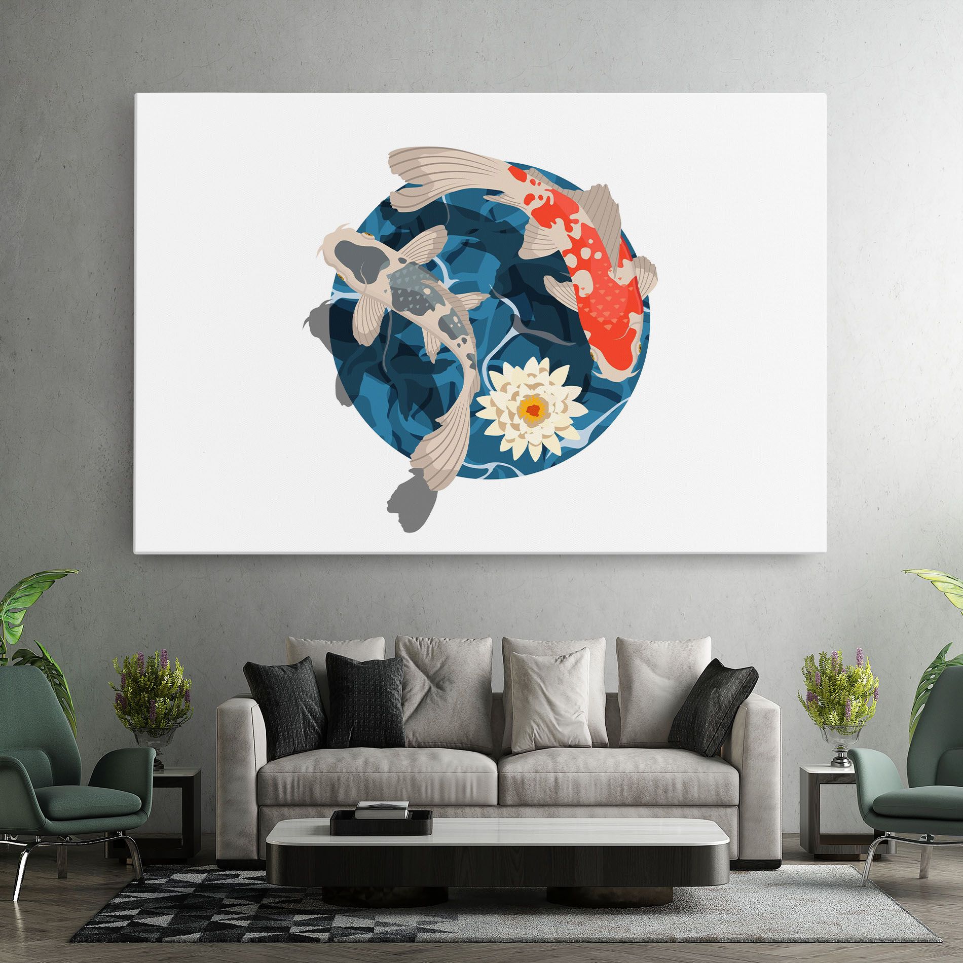 Grey Orange Koi mockup 7