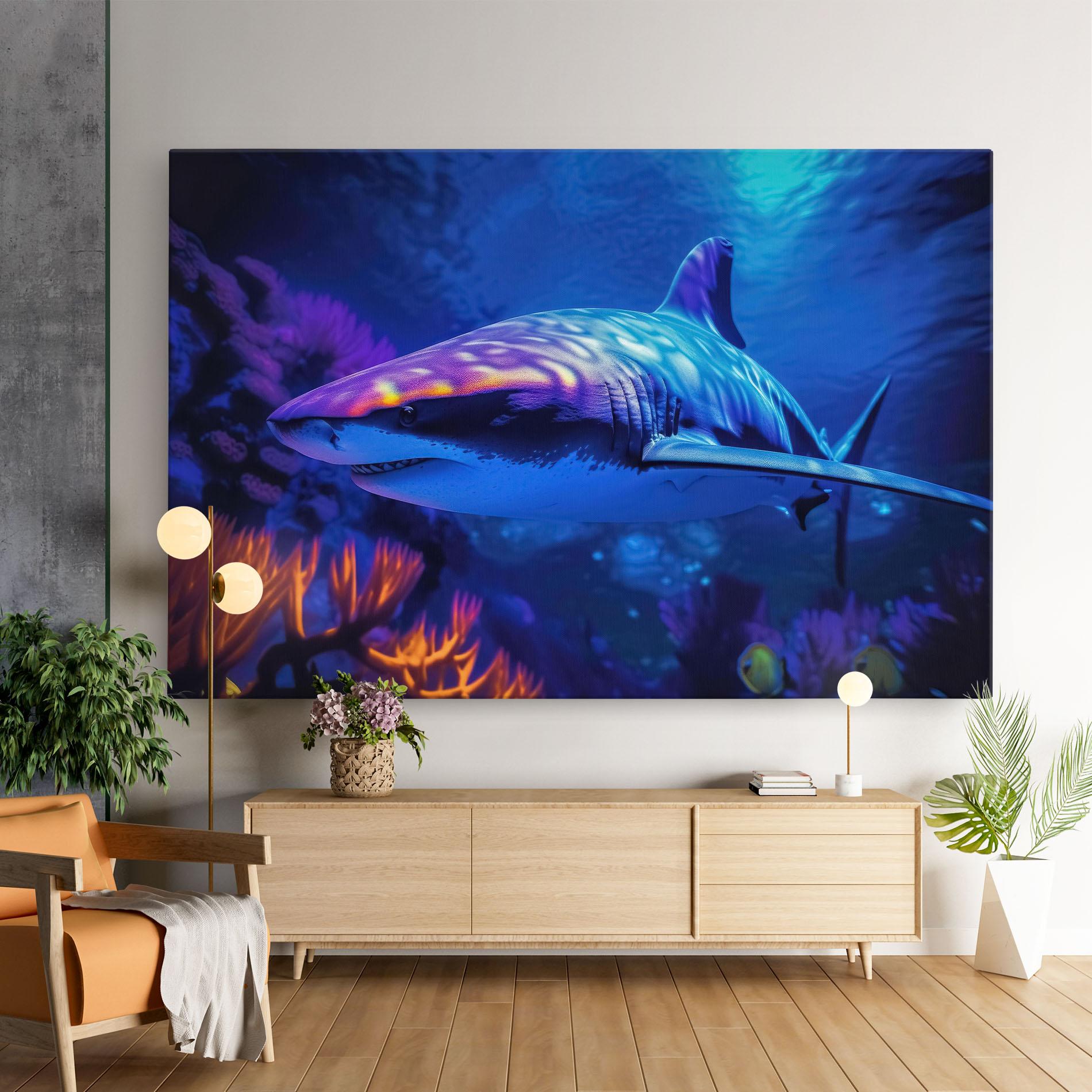 Tablou Canvas Blue Light Shark mockup 9