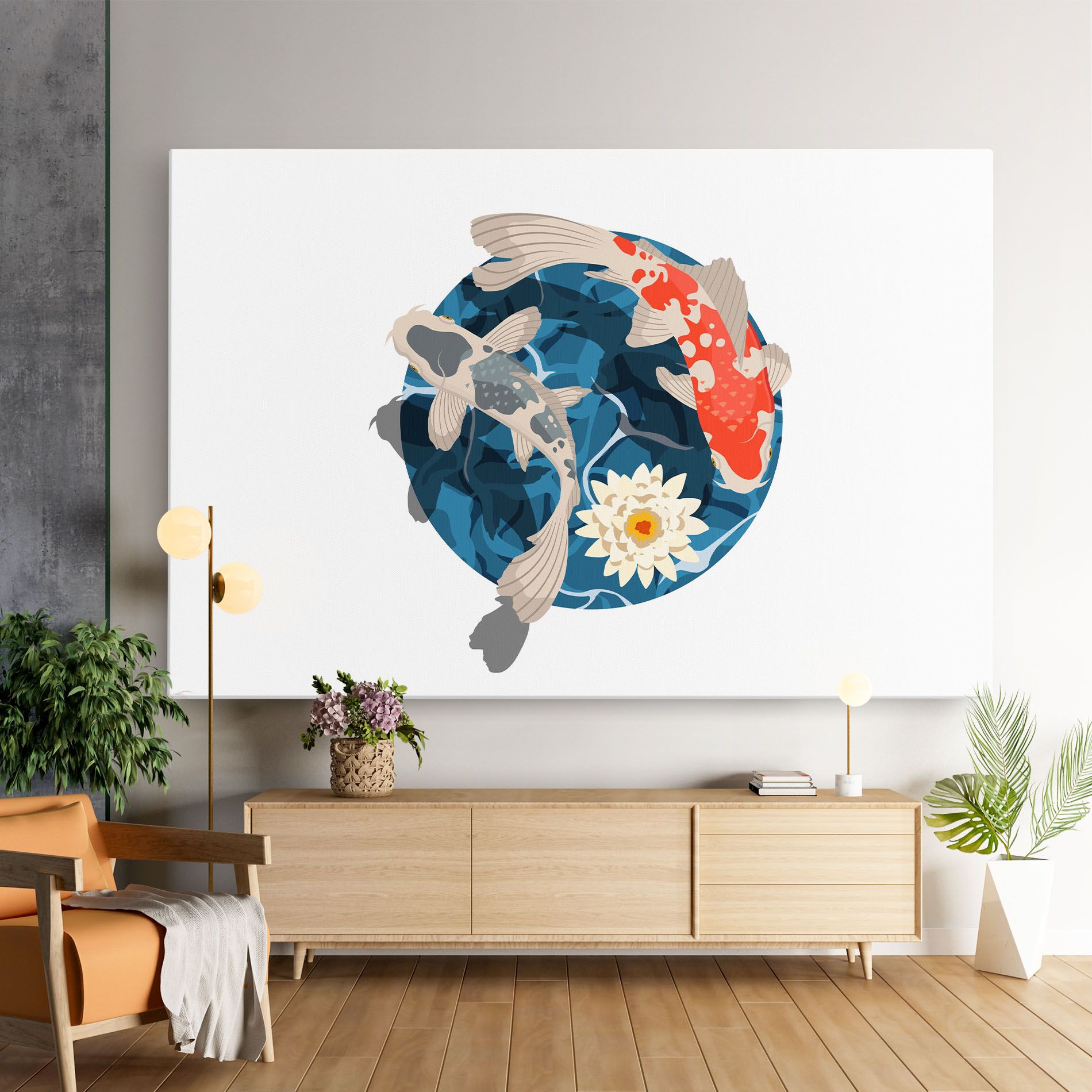 Grey Orange Koi mockup 9