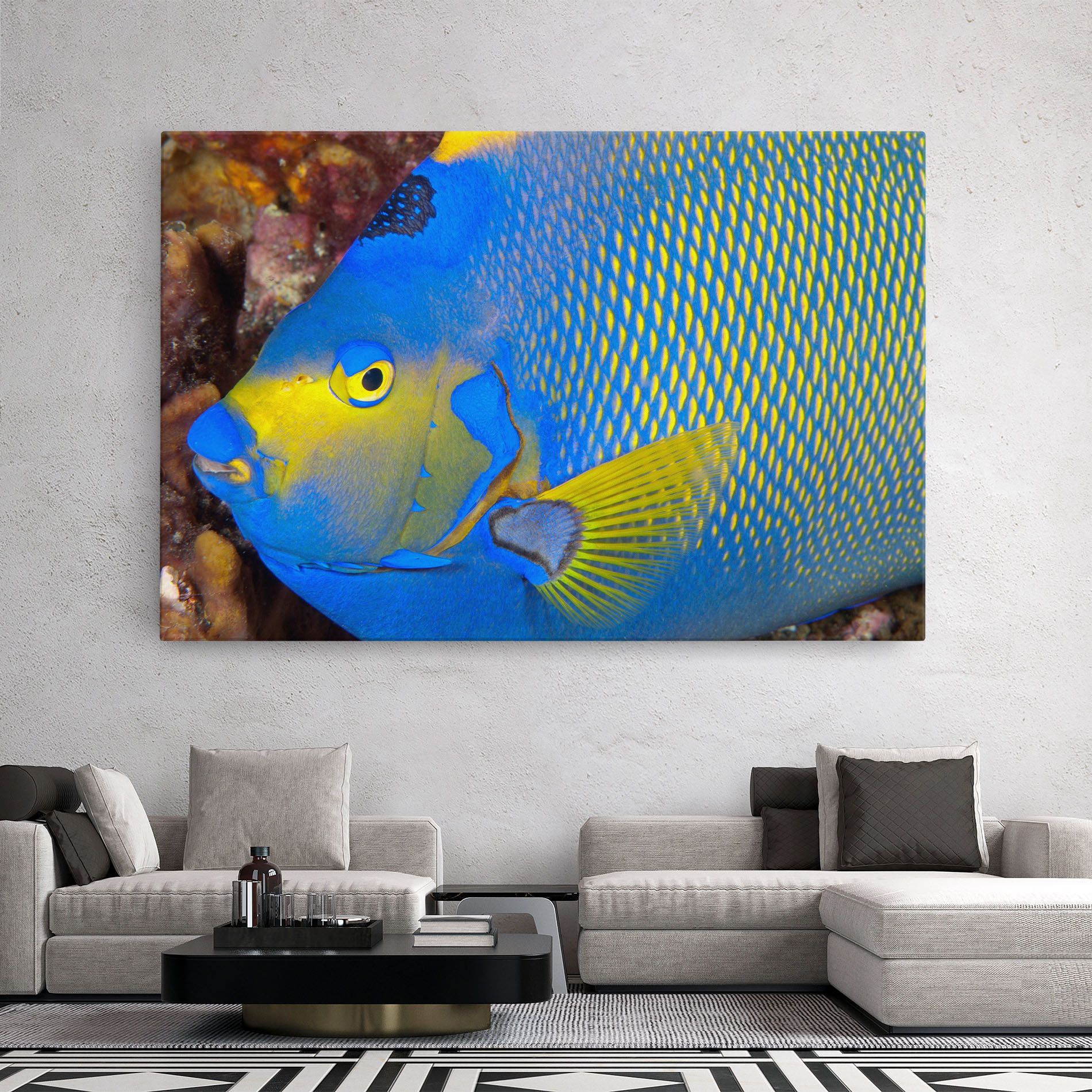 Blue Yellow Fish mockup 2