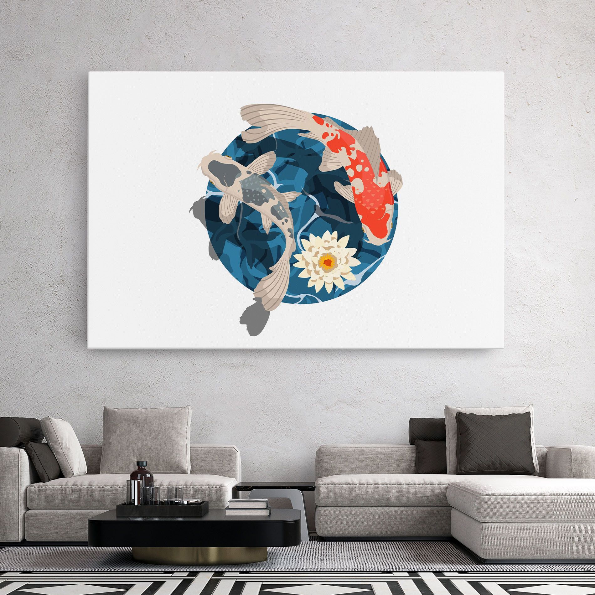 Grey Orange Koi mockup 2