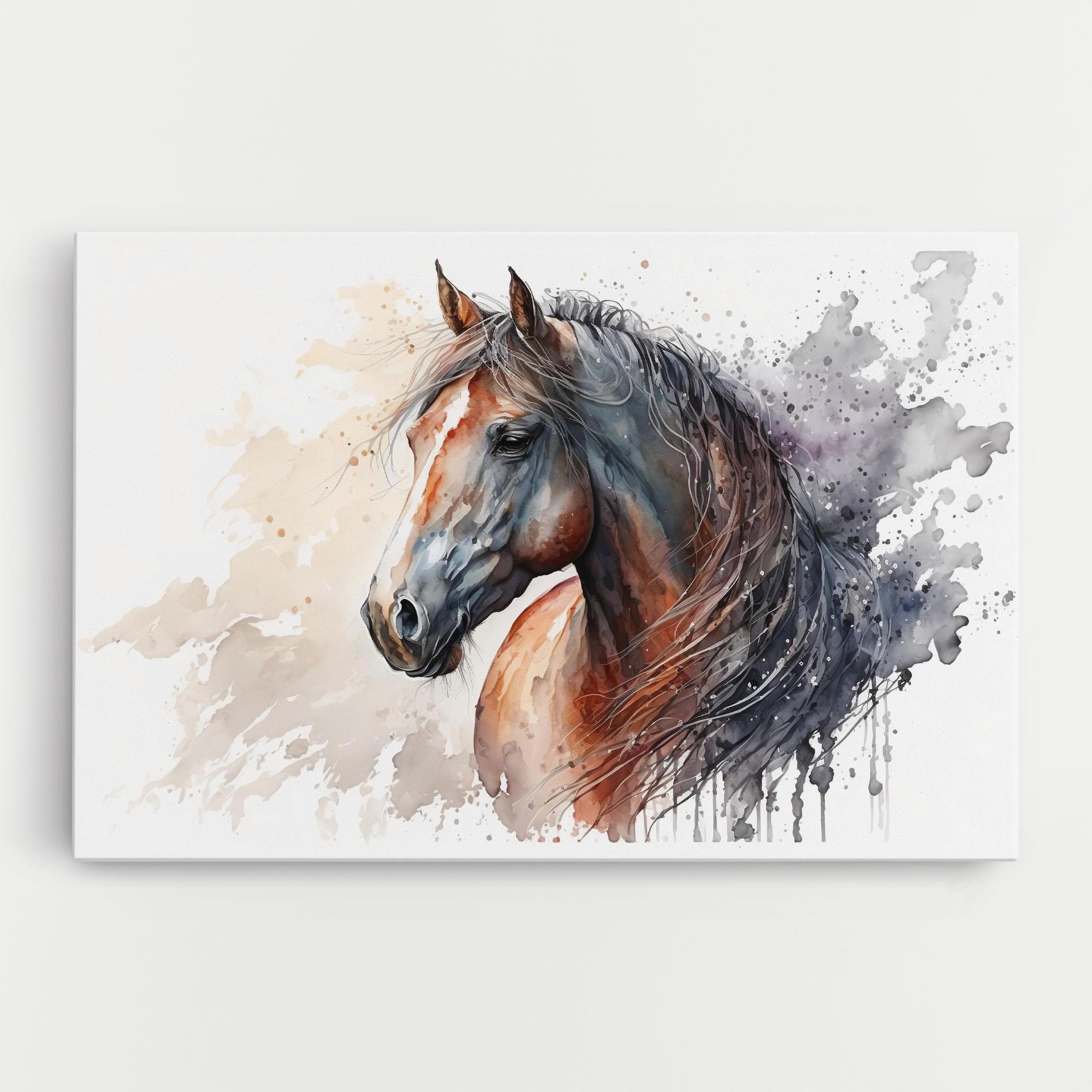 Tablou Canvas Black Brown Horse Painting mockup 0