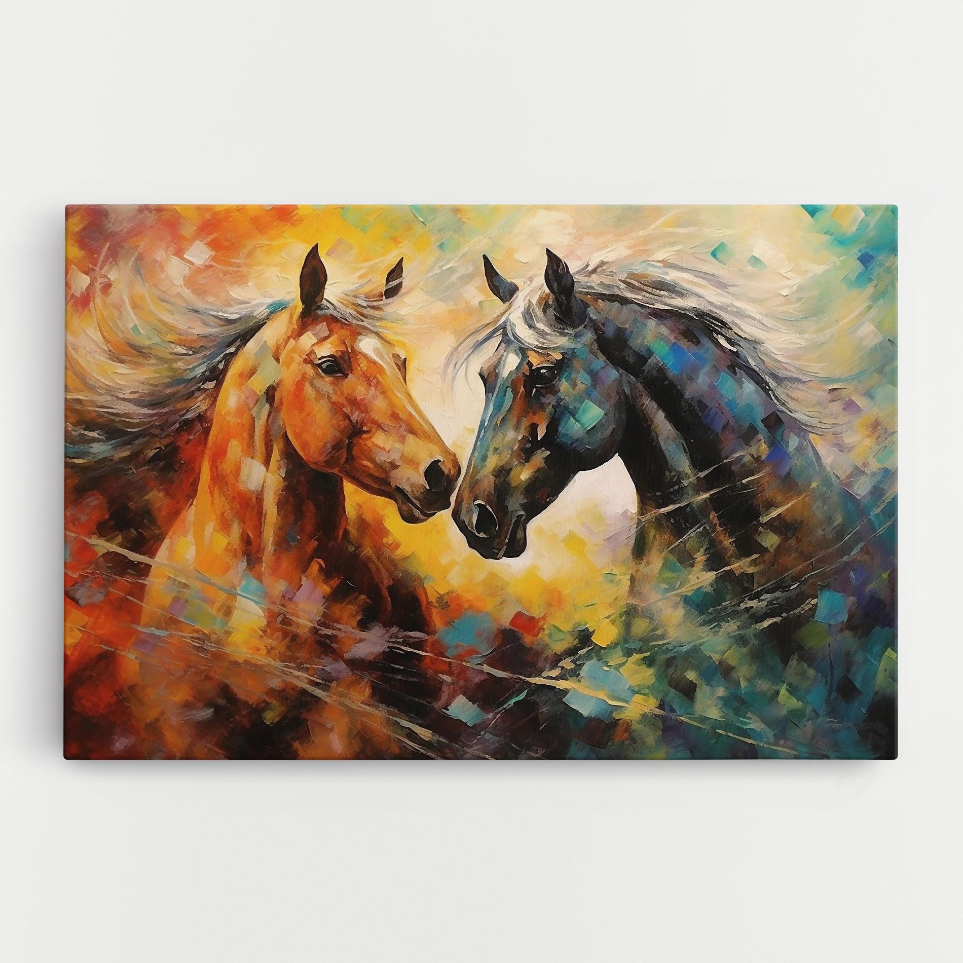 Tablou Canvas Brown Black Horses mockup 0