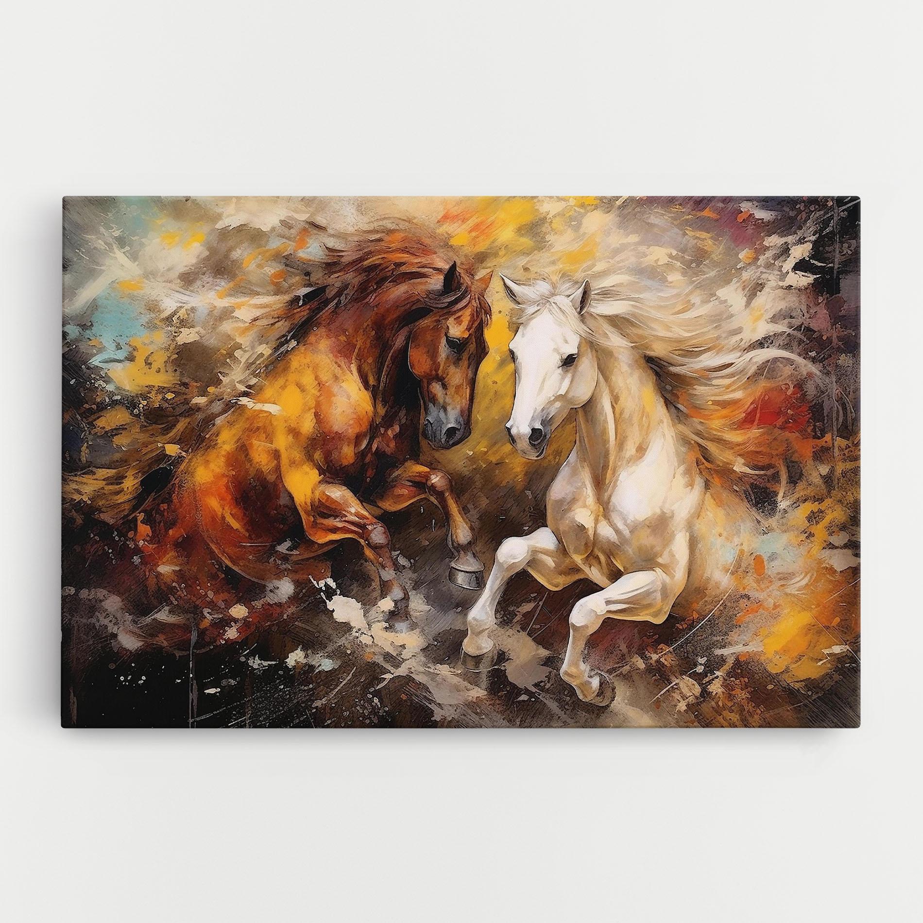 Tablou Canvas Brown White Horses mockup 0