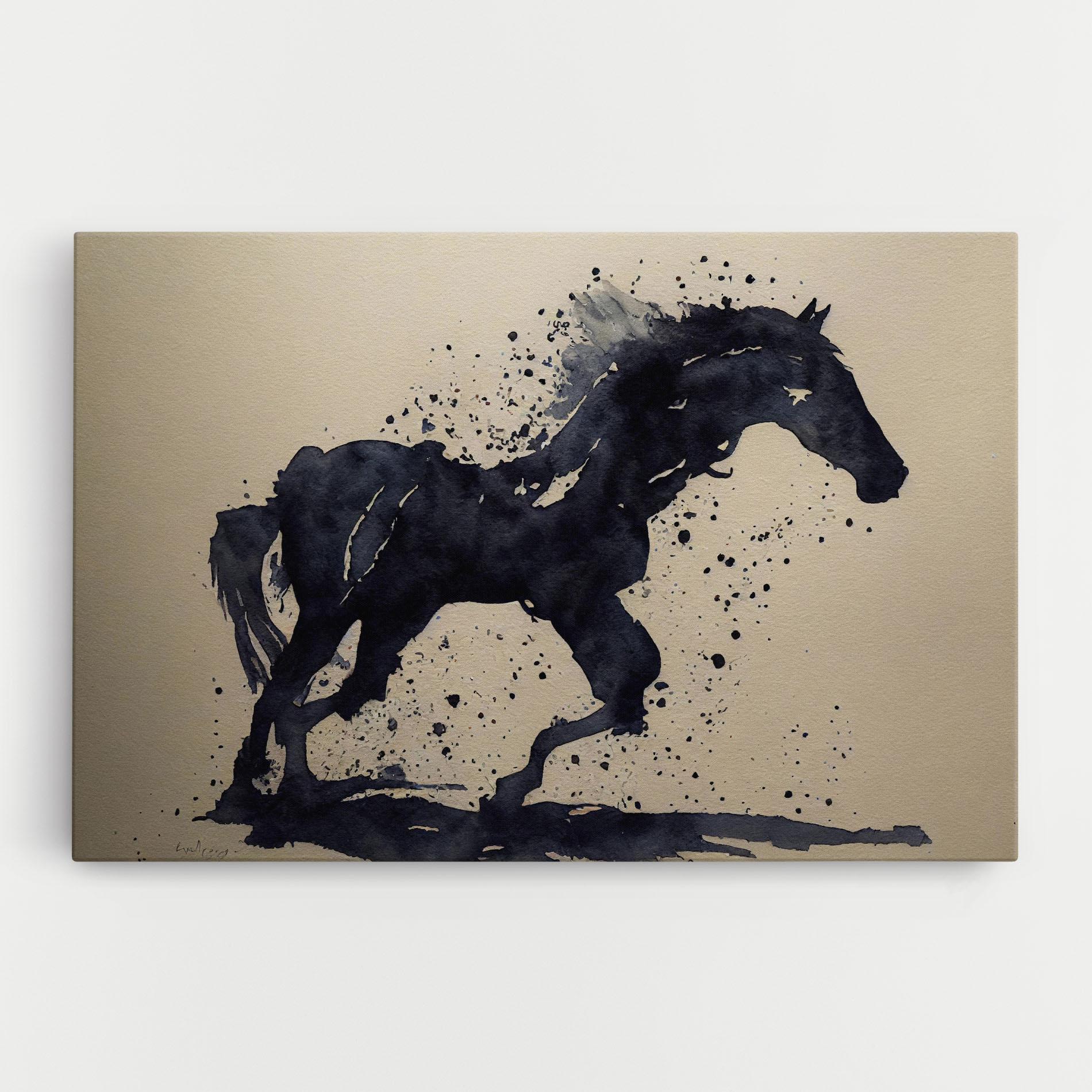 Tablou Canvas Watercolor Black Horse mockup 0