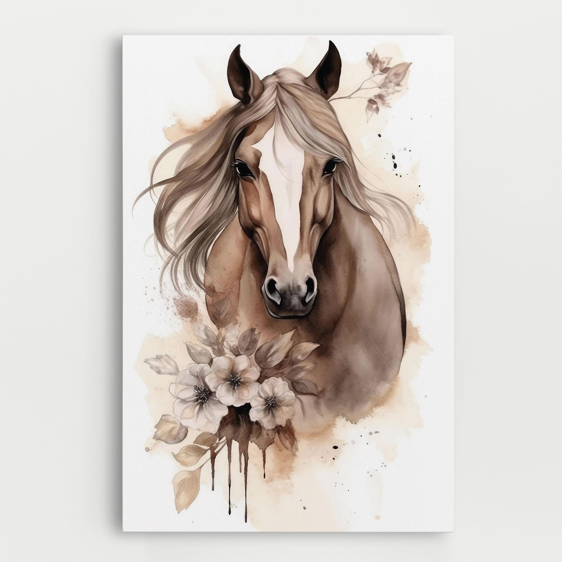 Tablou Canvas Flower Brown Horse mockup 0