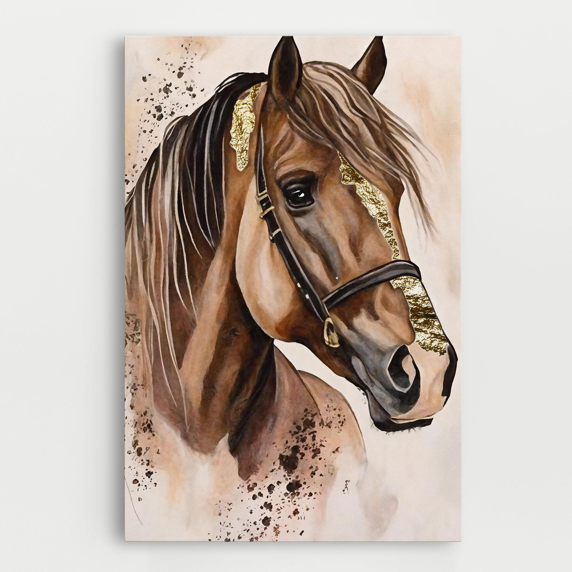 Tablou Canvas Gold Horse Painting mockup 0