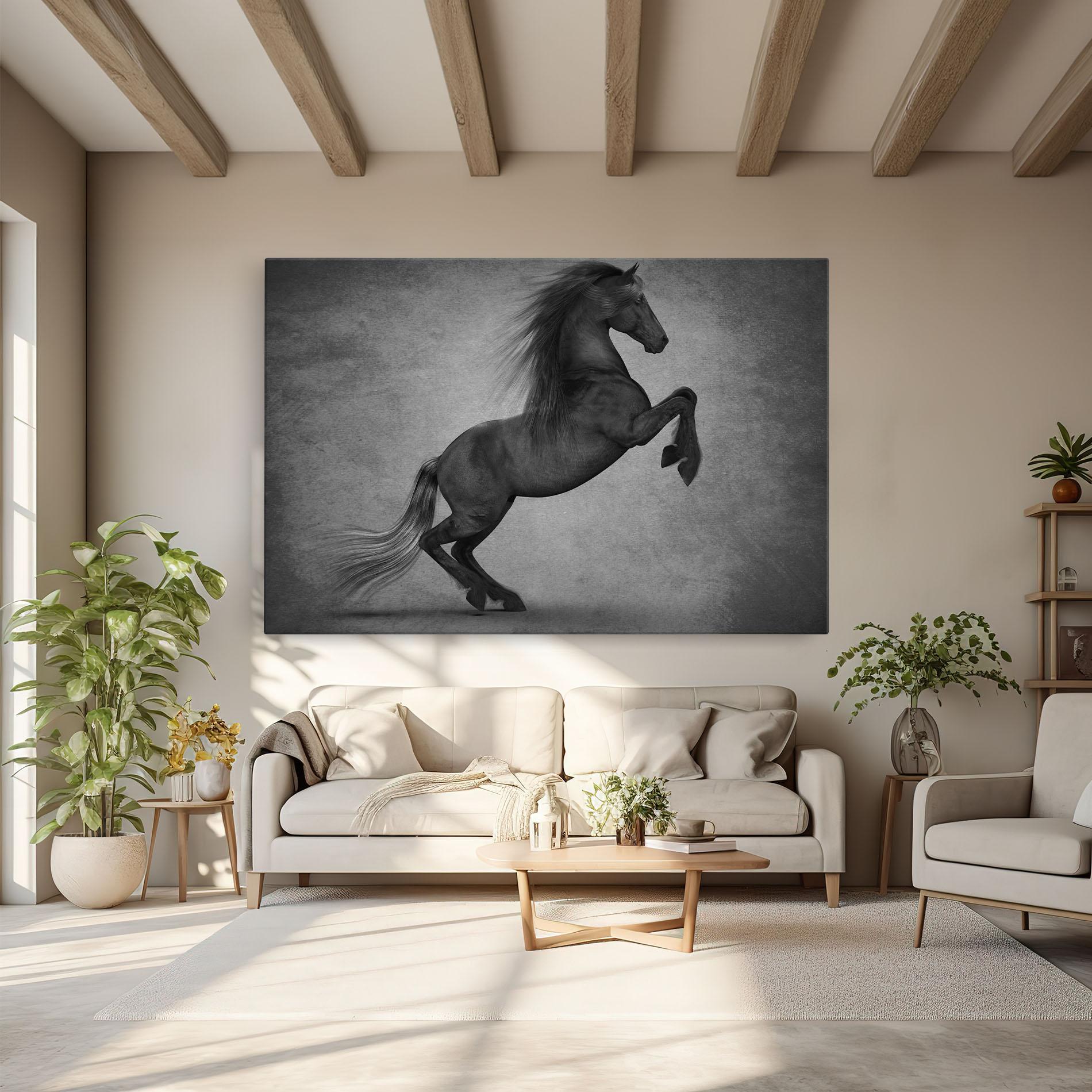 Tablou Canvas Black Horse Jumping mockup 6