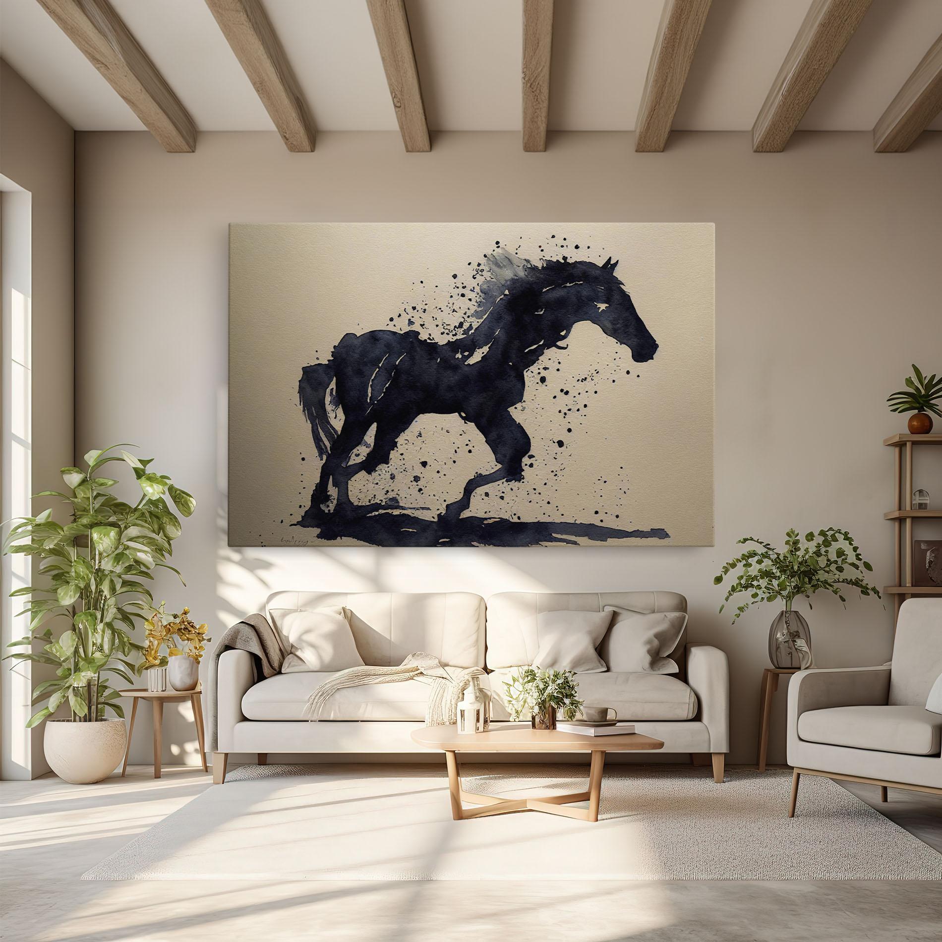 Tablou Canvas Watercolor Black Horse mockup 6