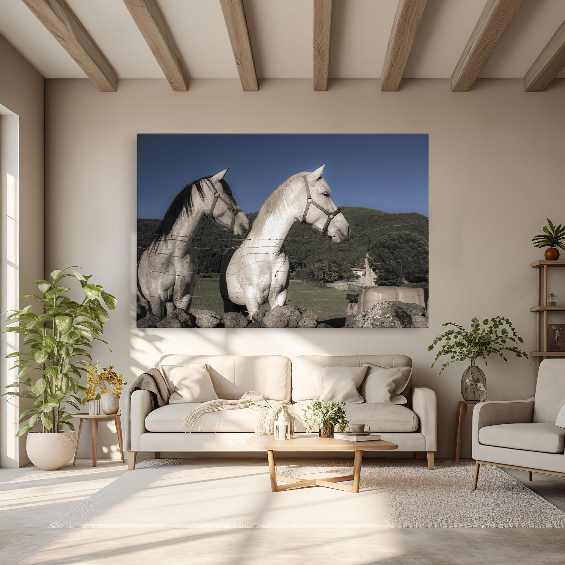 Tablou Canvas White Grey Horse mockup 6