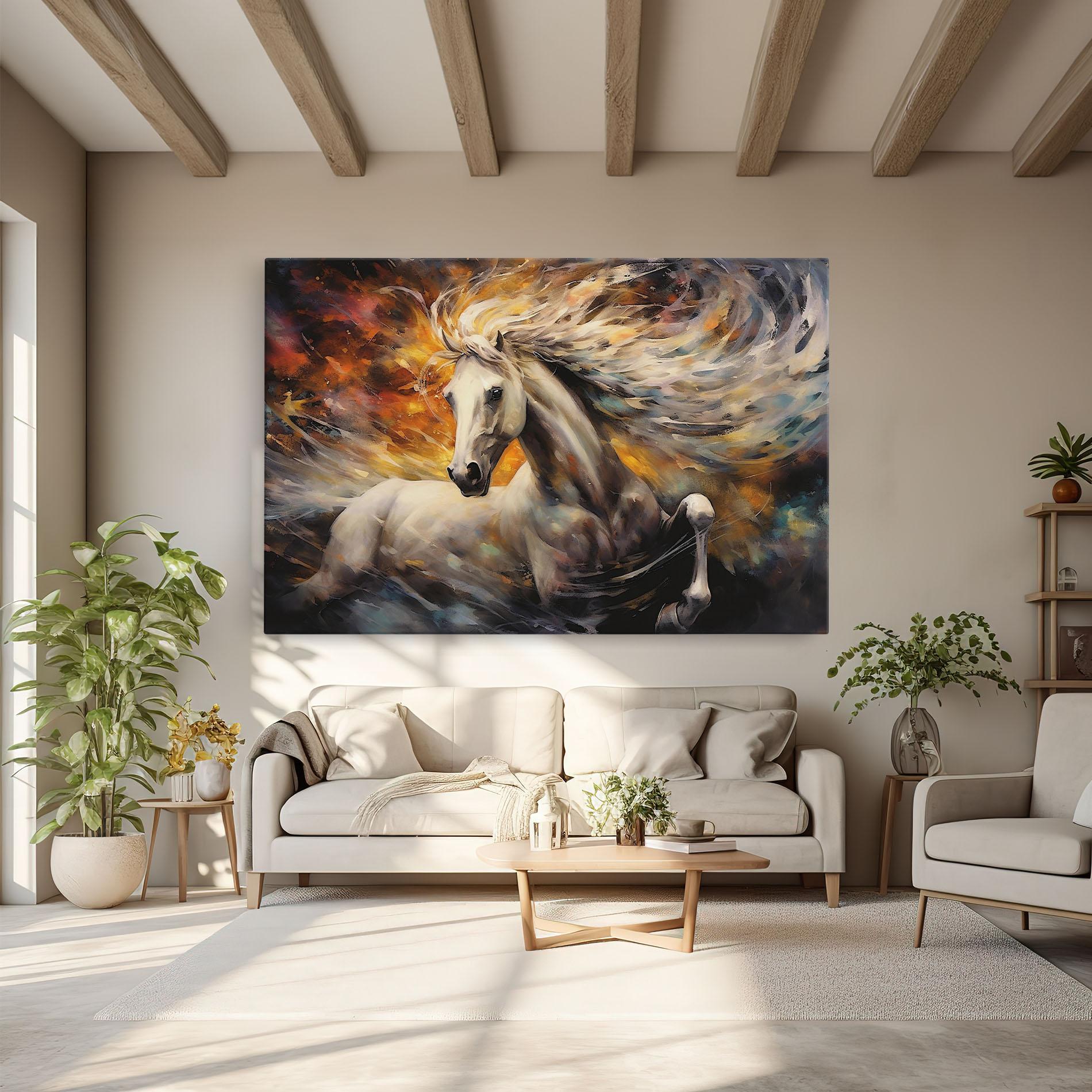 Tablou Canvas White Horse Painting mockup 6