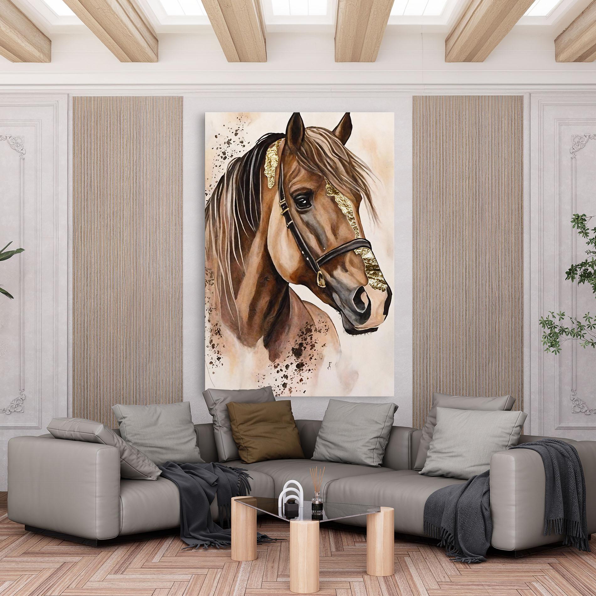 Tablou Canvas Gold Horse Painting mockup 6