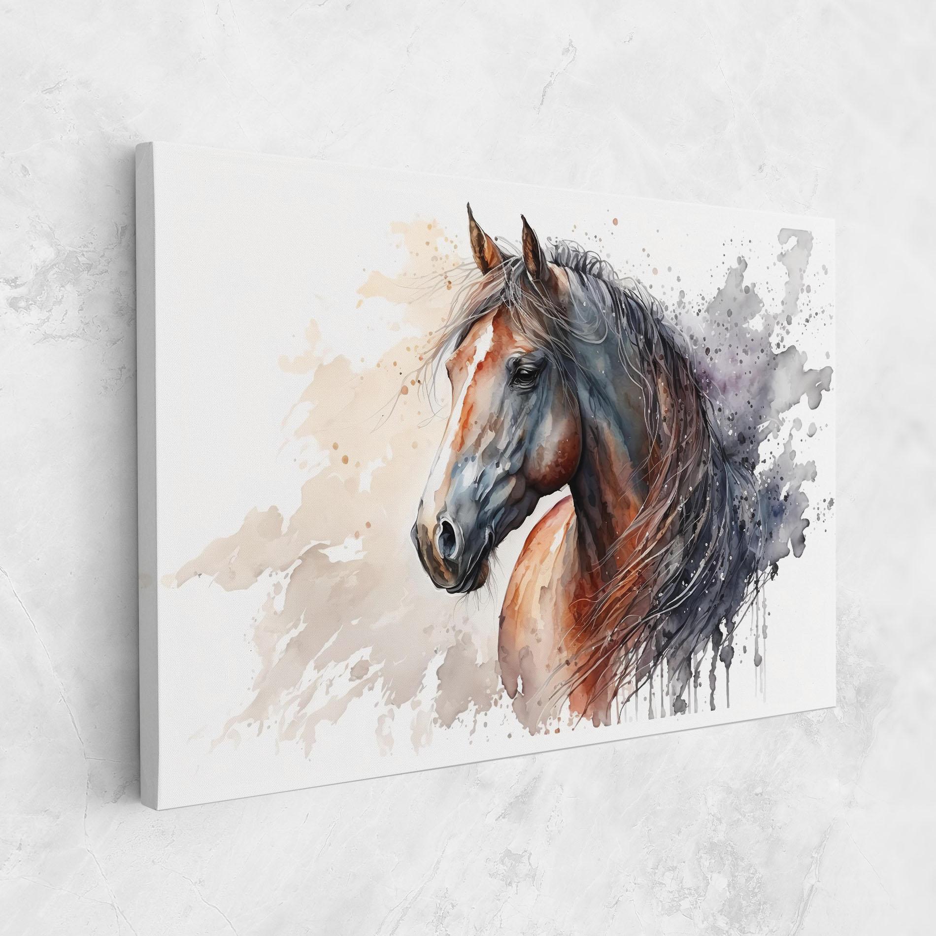 Tablou Canvas Black Brown Horse Painting mockup 1