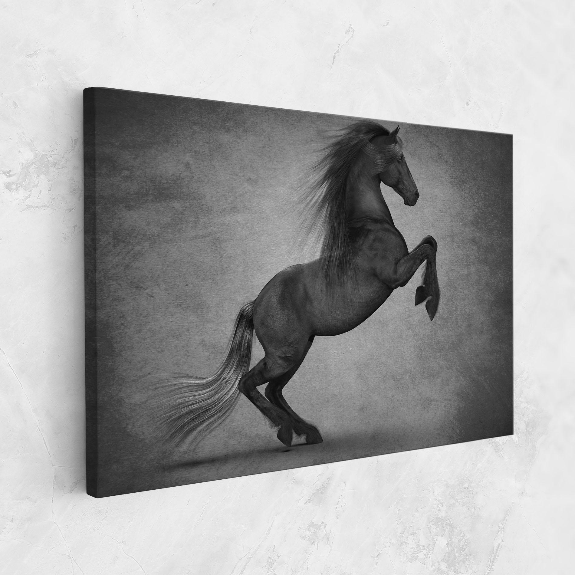 Tablou Canvas Black Horse Jumping mockup 1