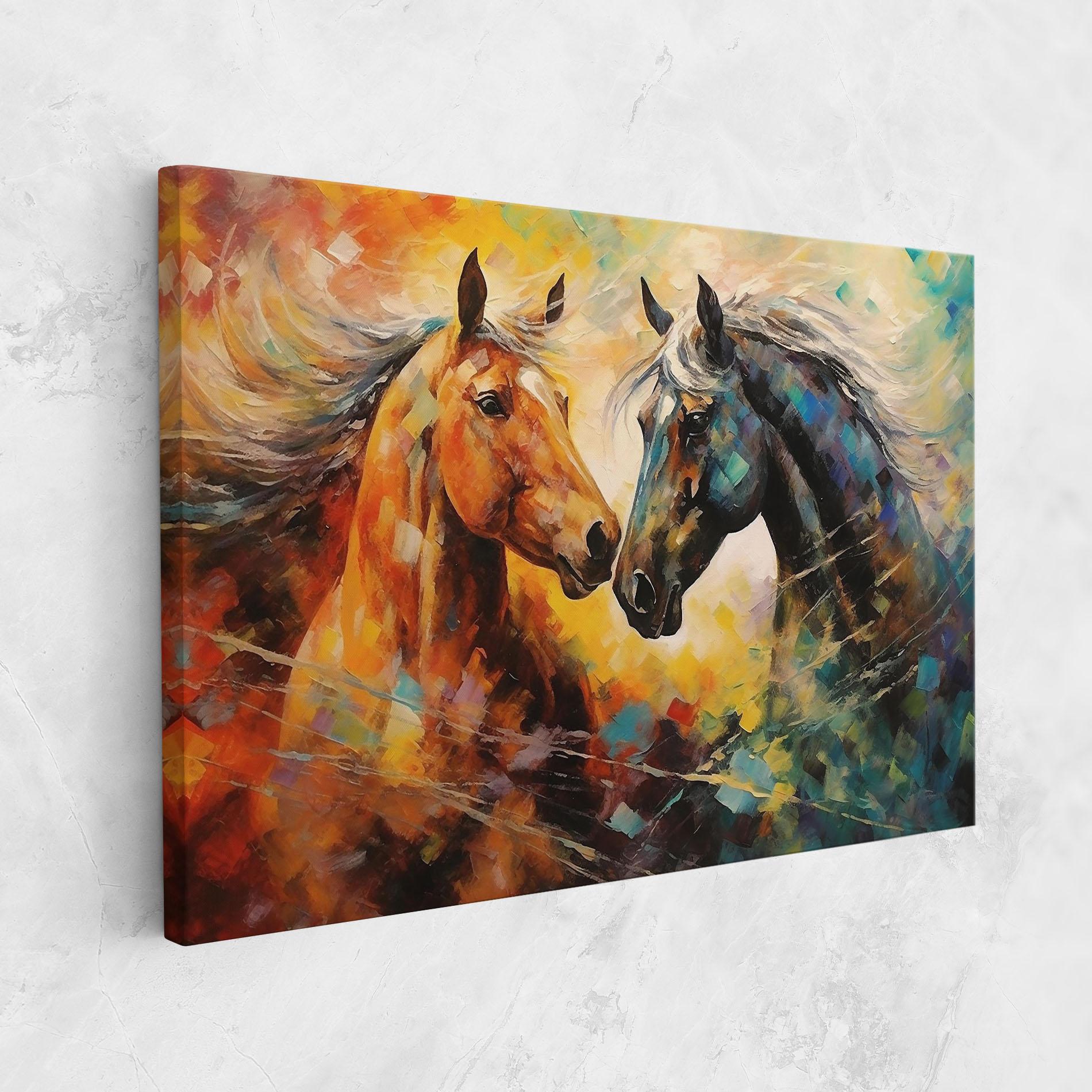 Tablou Canvas Brown Black Horses mockup 1