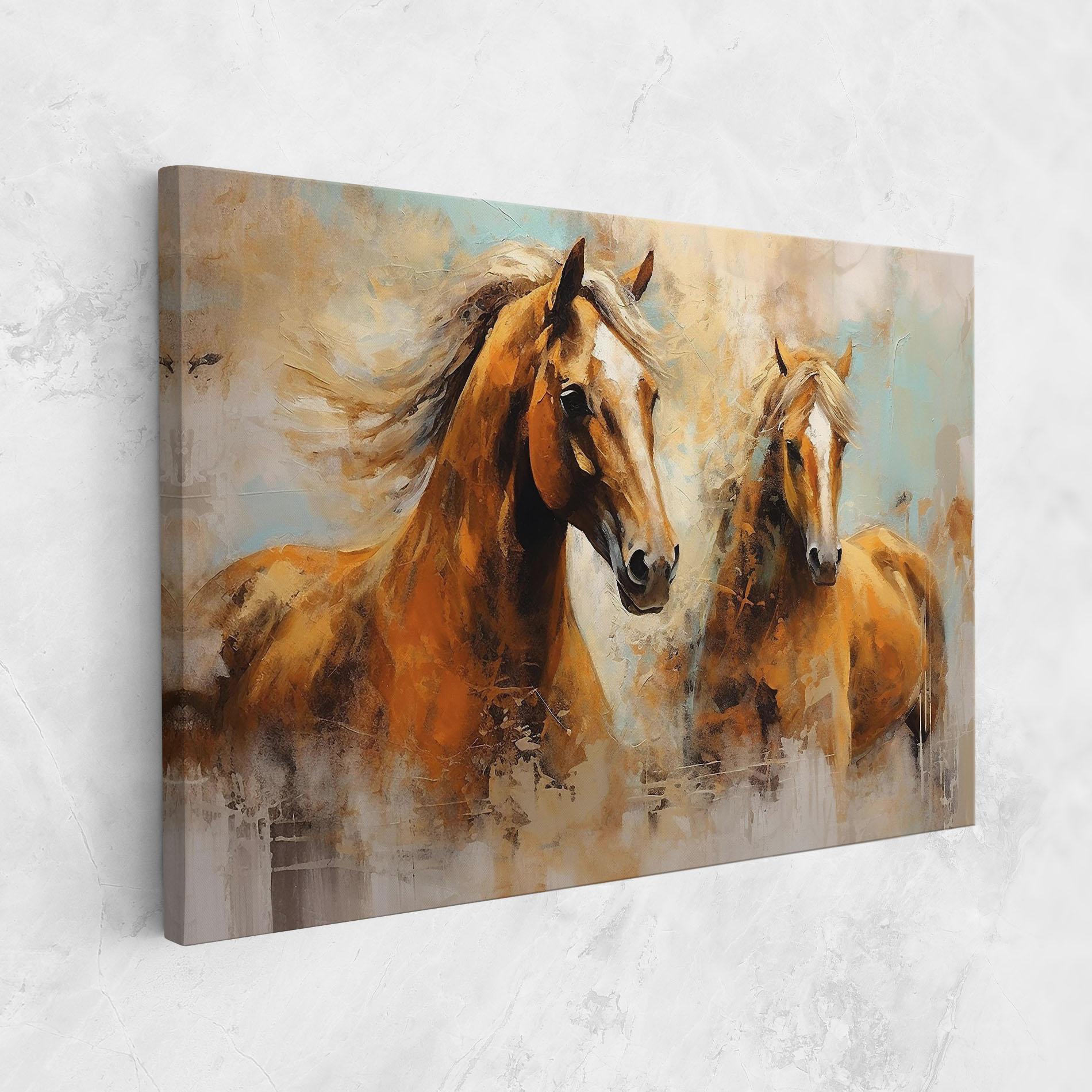 Tablou Canvas Brown Horses Staying mockup 1