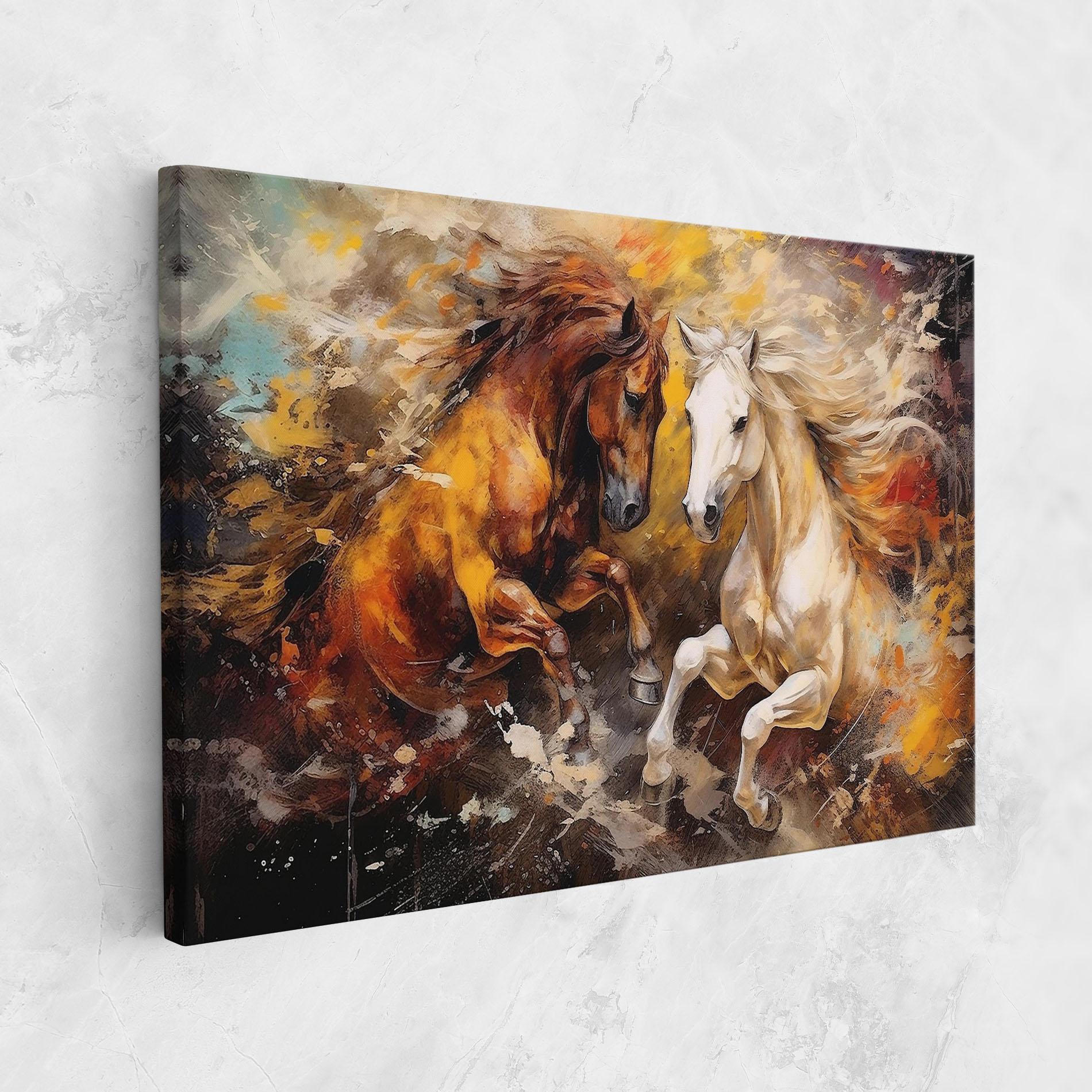 Tablou Canvas Brown White Horses mockup 1