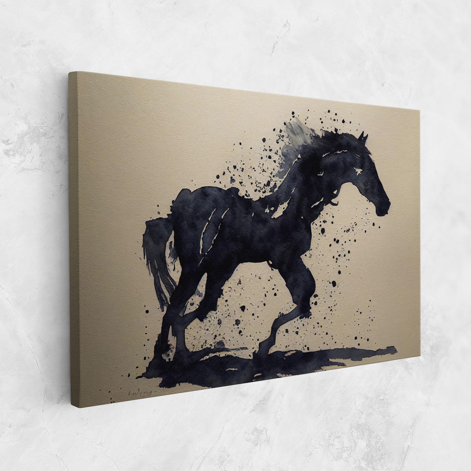 Tablou Canvas Watercolor Black Horse mockup 1