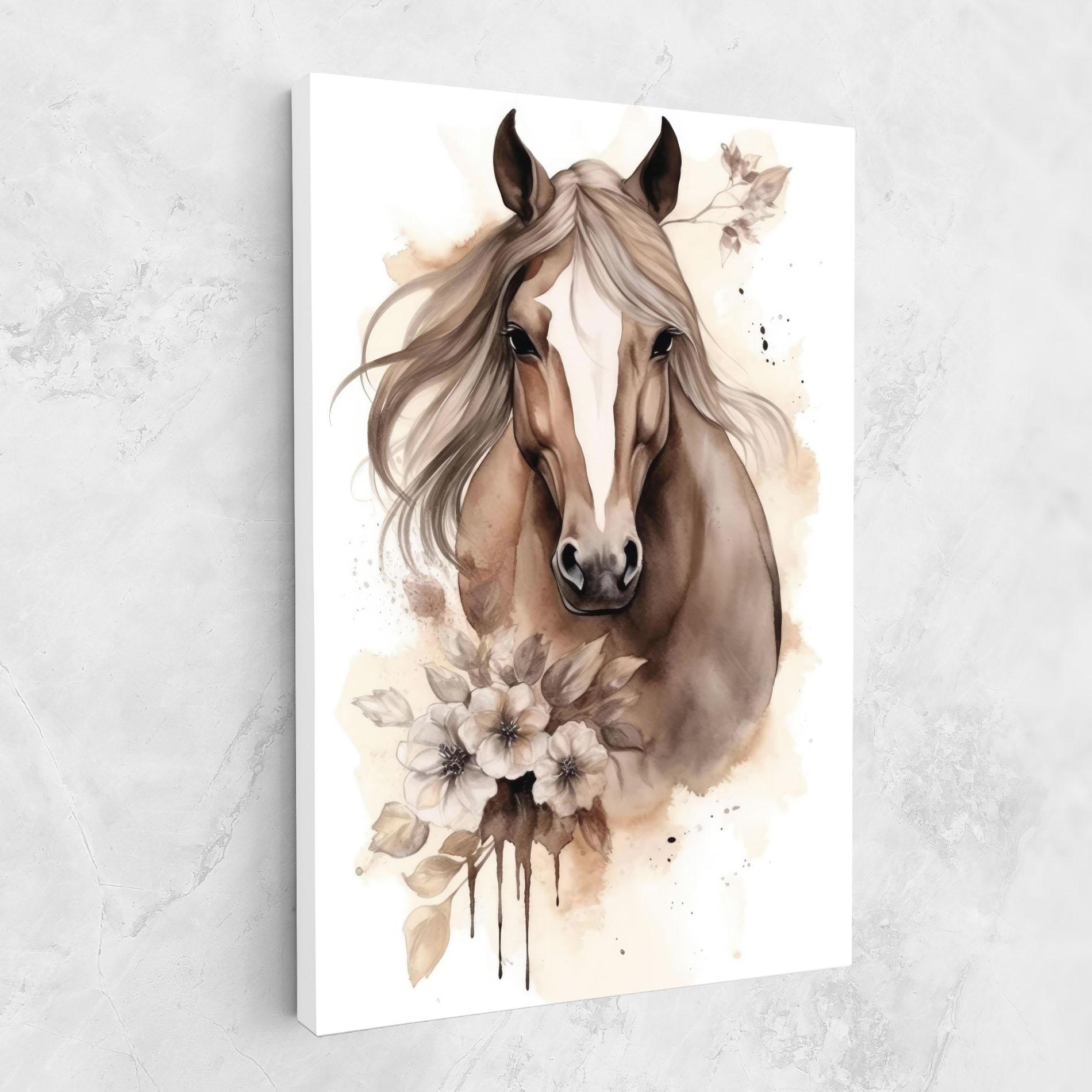 Tablou Canvas Flower Brown Horse mockup 1