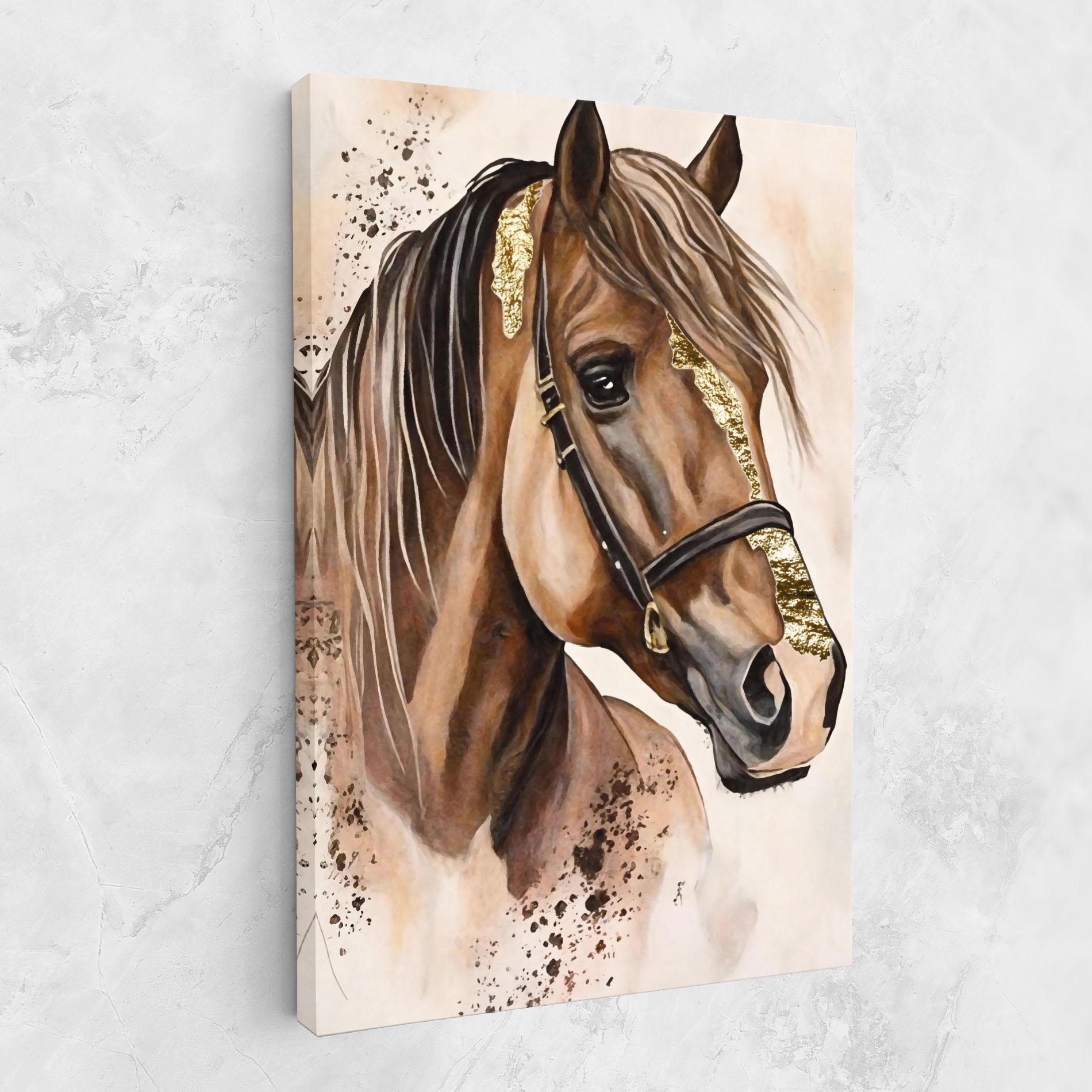 Tablou Canvas Gold Horse Painting mockup 1