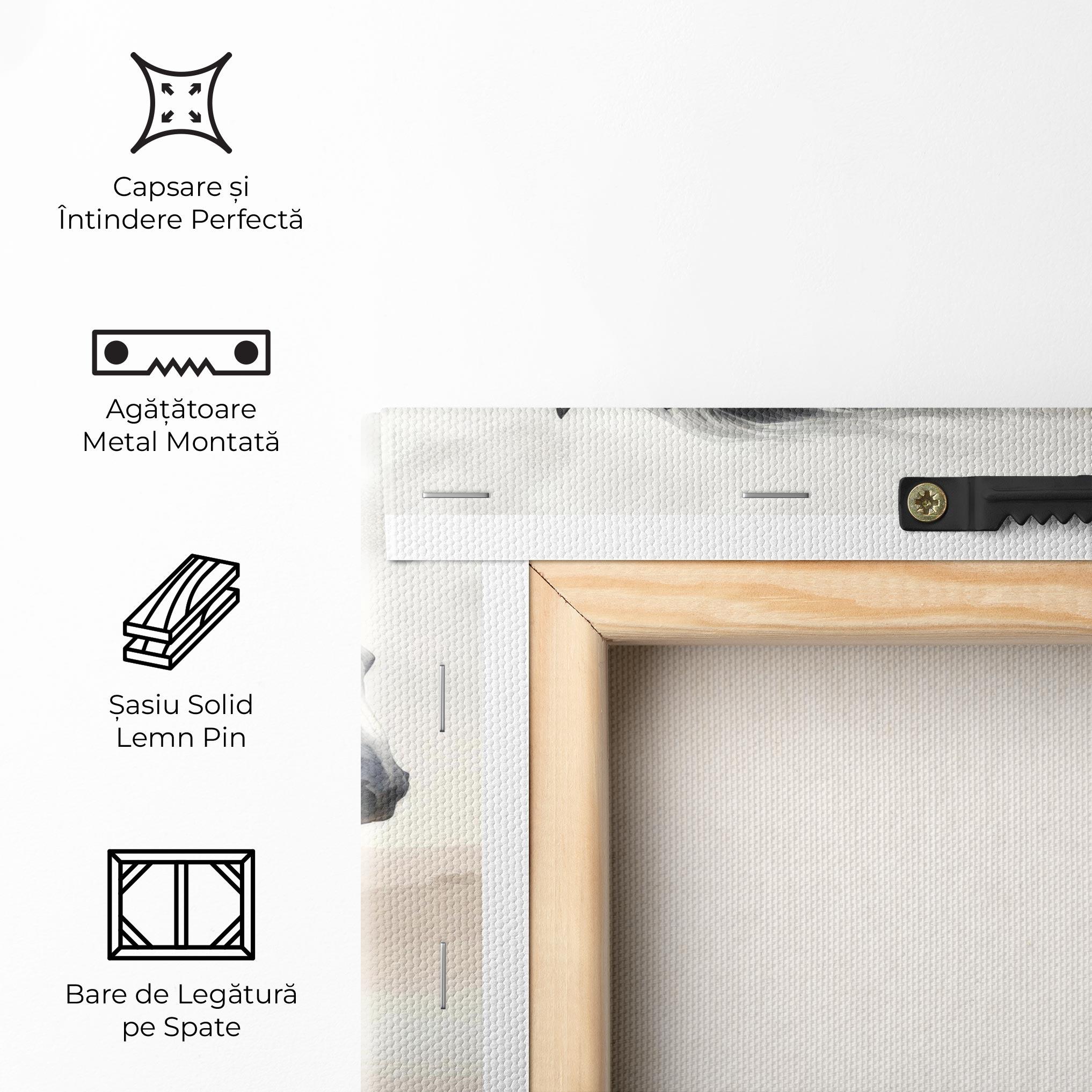 Tablou Canvas Light Grey Horse Galloping mockup 5