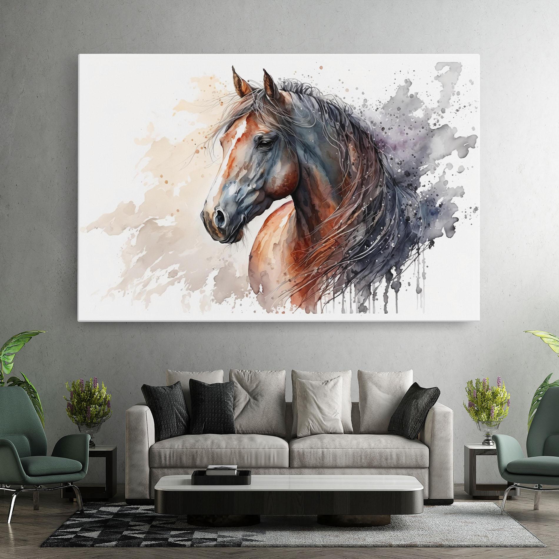 Tablou Canvas Black Brown Horse Painting mockup 7