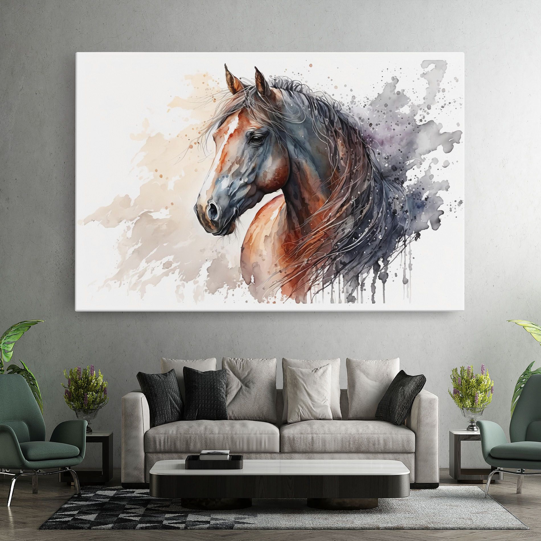 Black Brown Horse Painting mockup 7