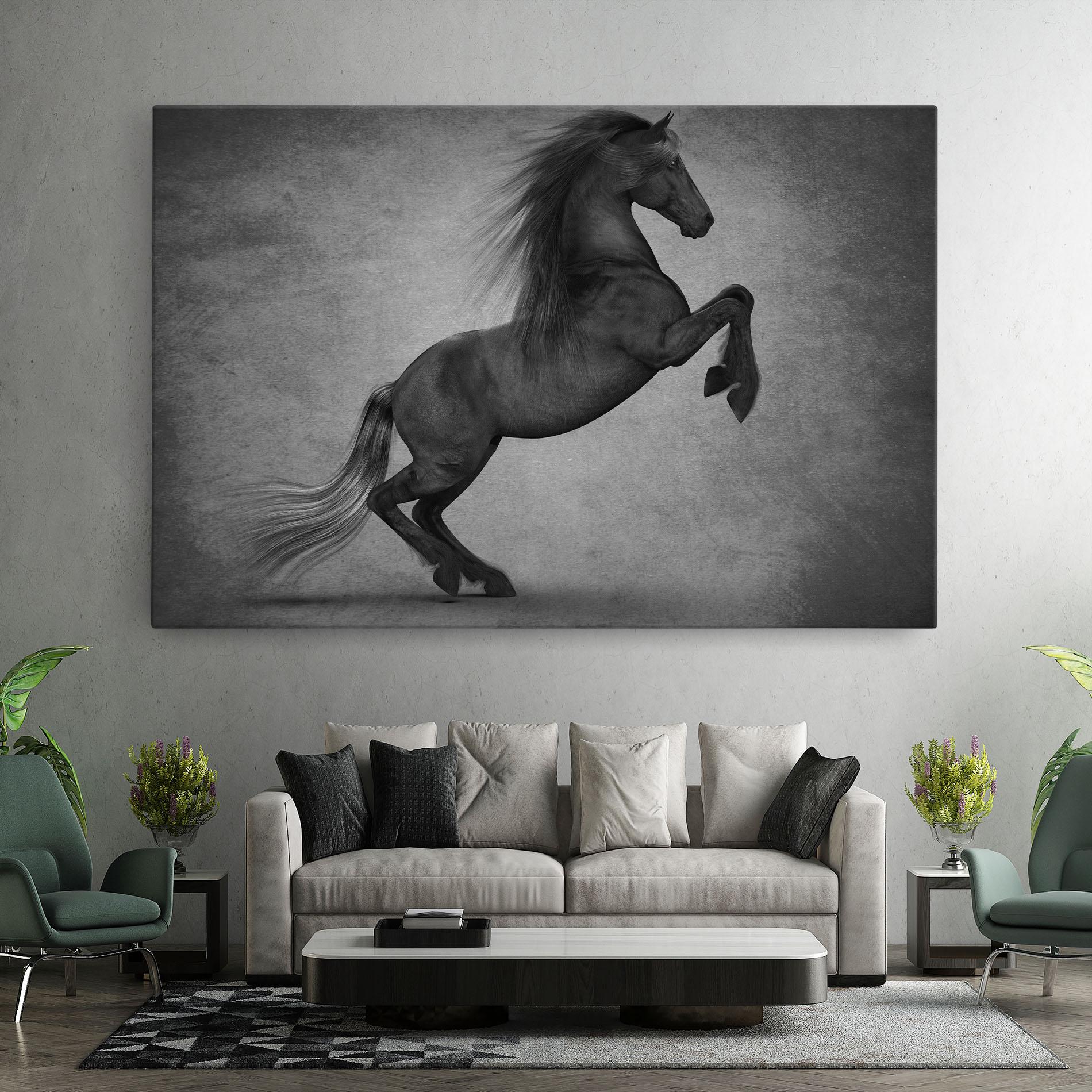 Tablou Canvas Black Horse Jumping mockup 7