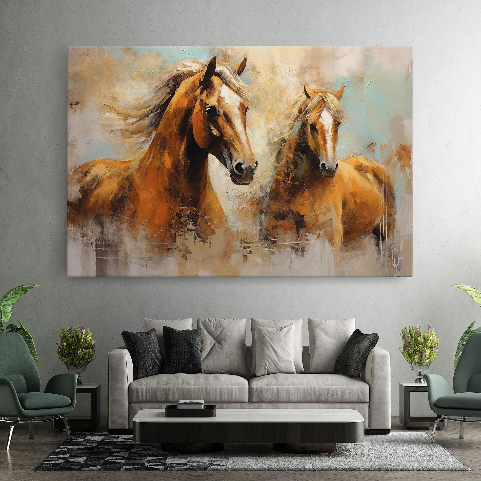 Tablou Canvas Brown Horses Staying mockup 7
