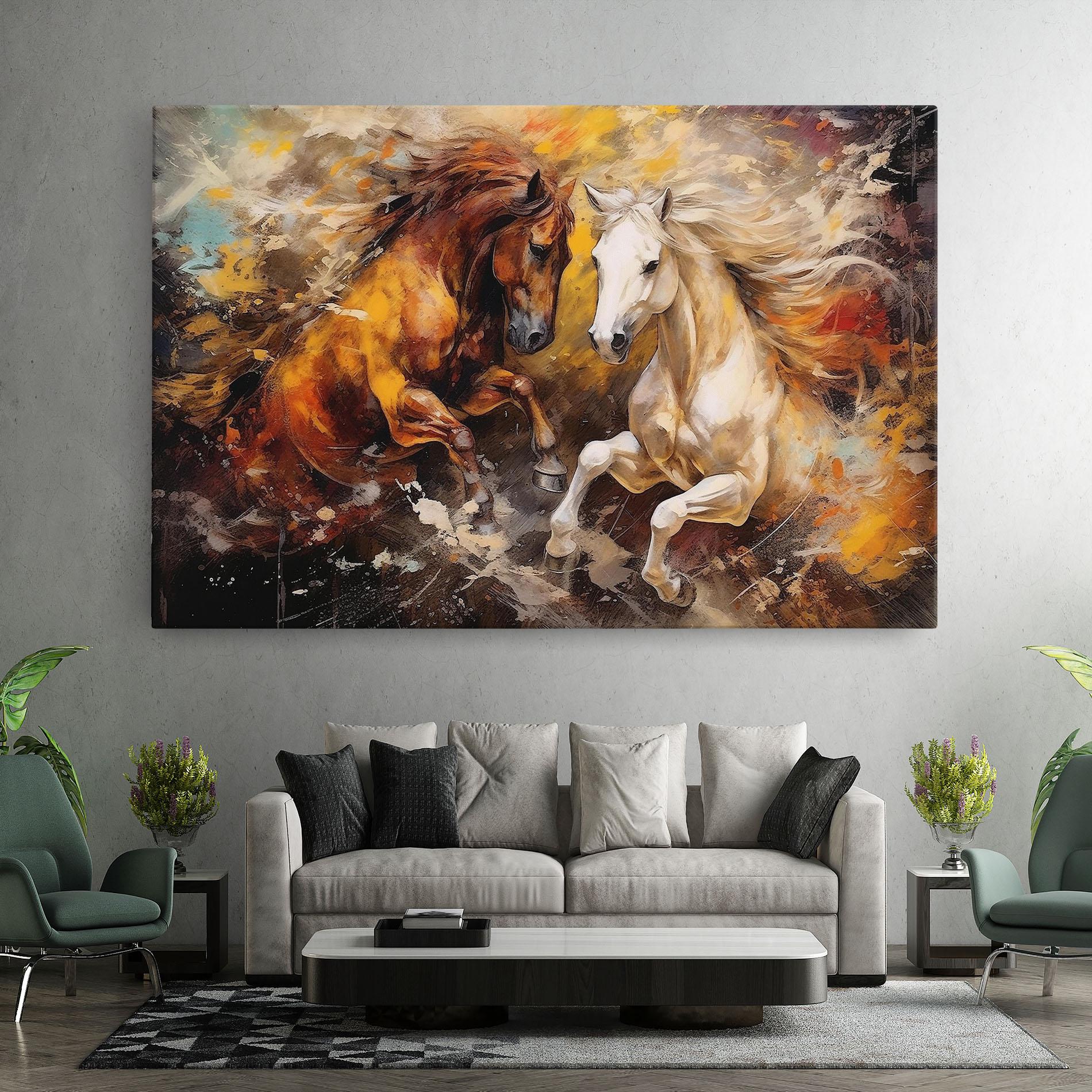 Tablou Canvas Brown White Horses mockup 7
