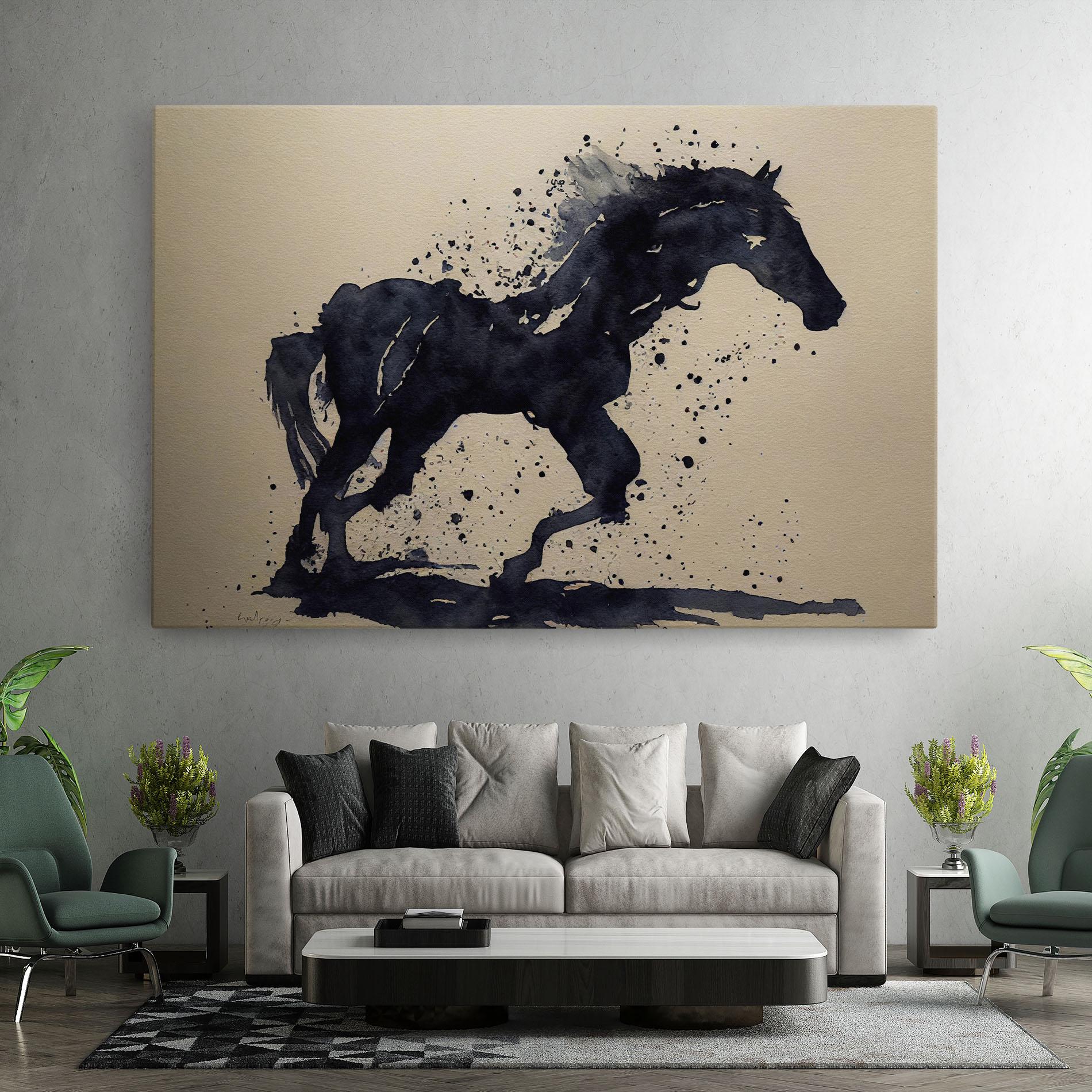 Tablou Canvas Watercolor Black Horse mockup 7