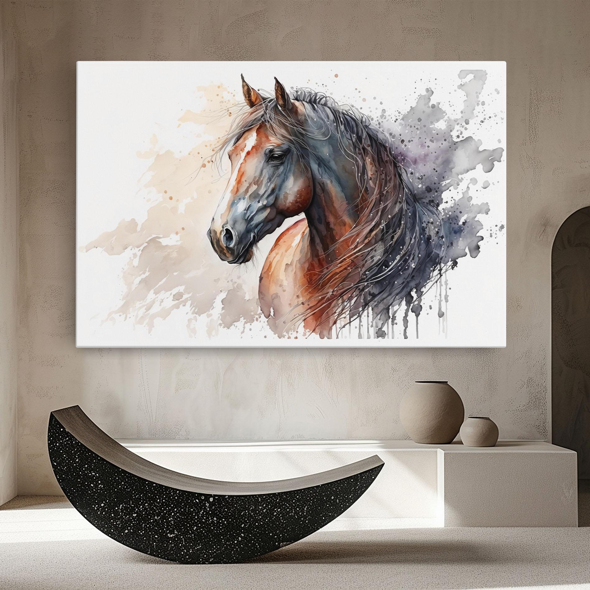 Tablou Canvas Black Brown Horse Painting mockup 8