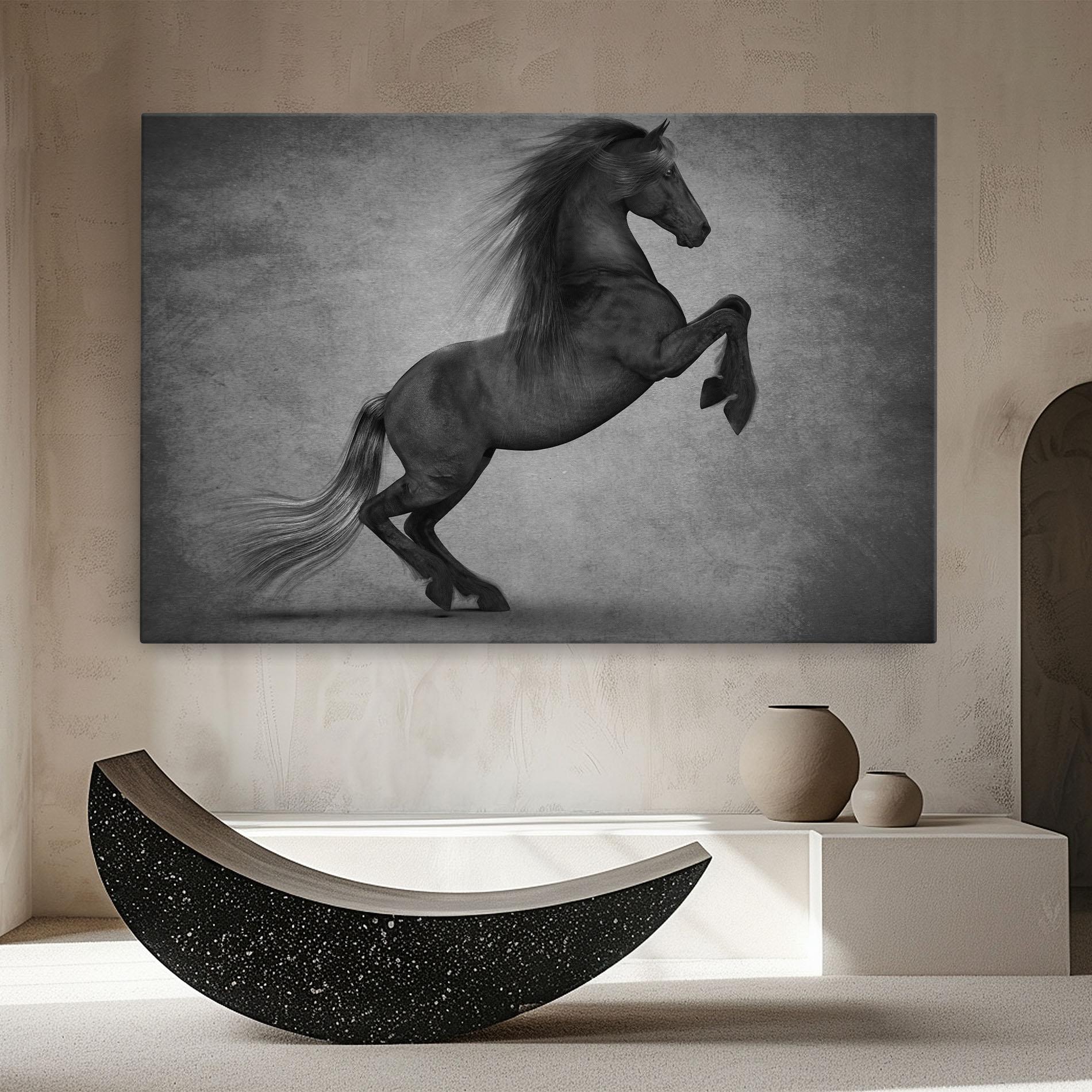 Tablou Canvas Black Horse Jumping mockup 8