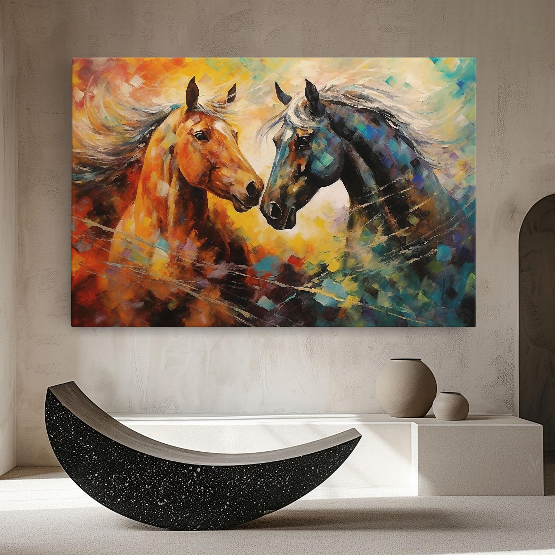 Tablou Canvas Brown Black Horses mockup 8