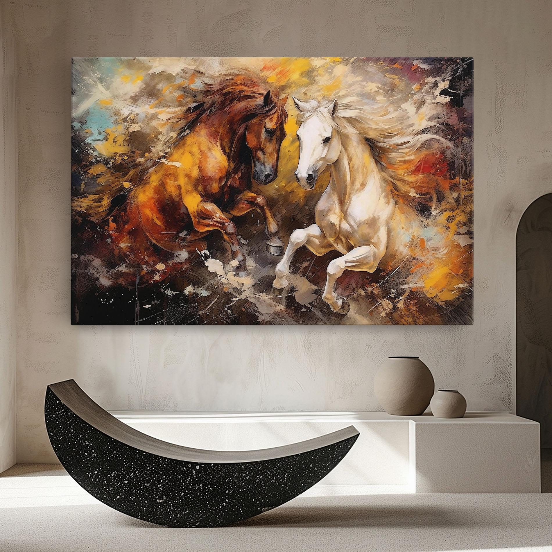 Tablou Canvas Brown White Horses mockup 8