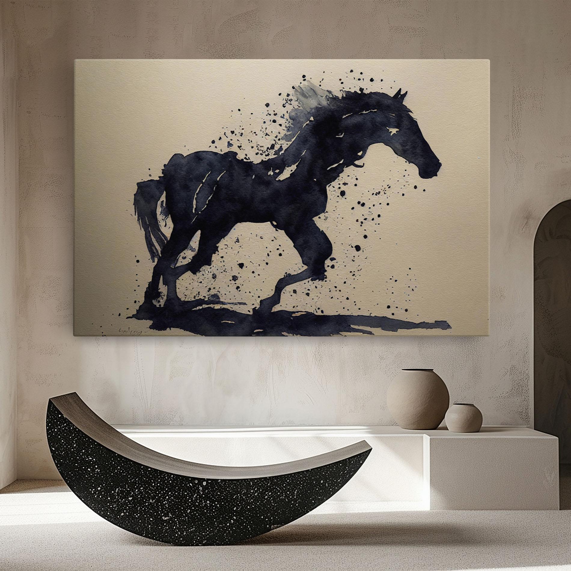 Tablou Canvas Watercolor Black Horse mockup 8