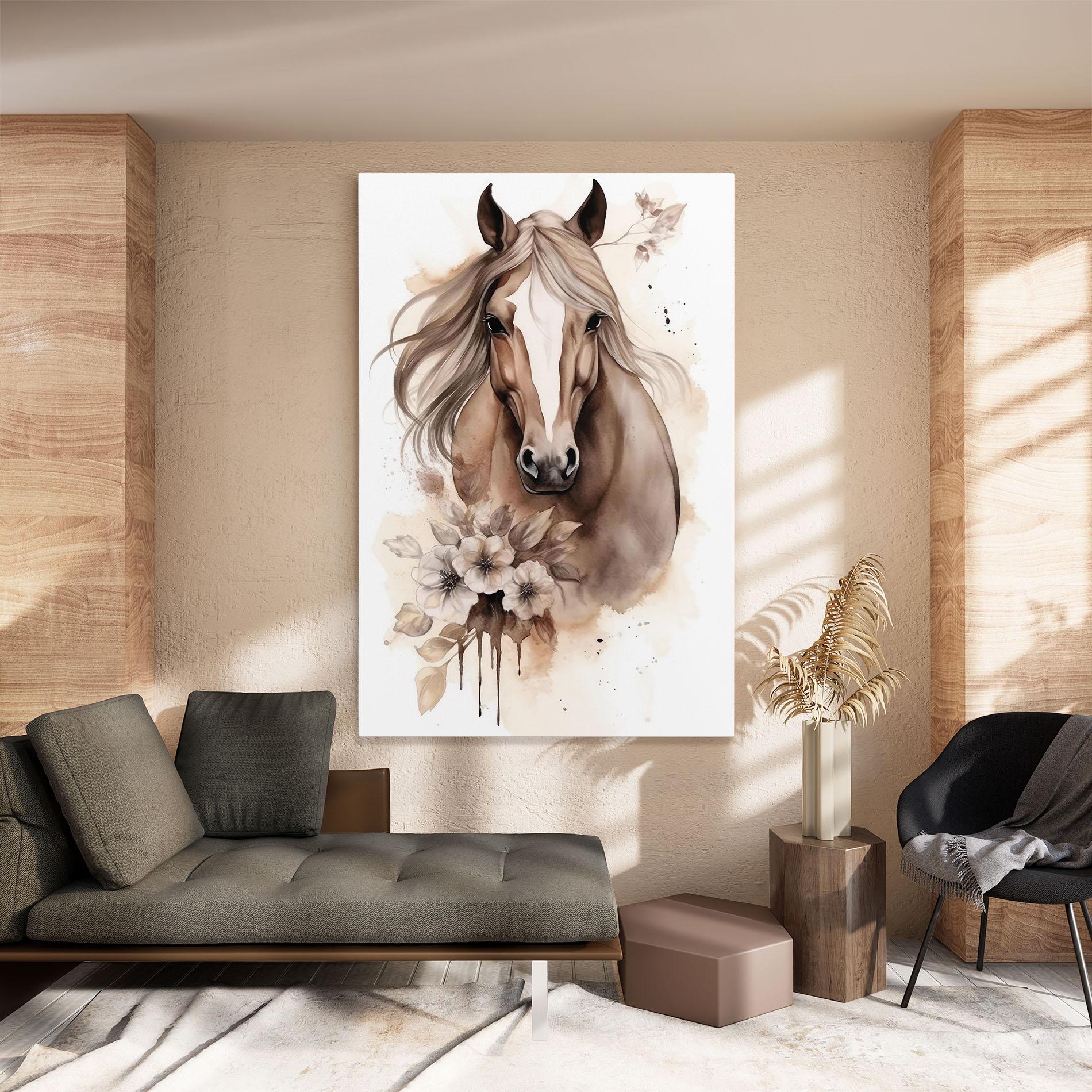 Tablou Canvas Flower Brown Horse mockup 8