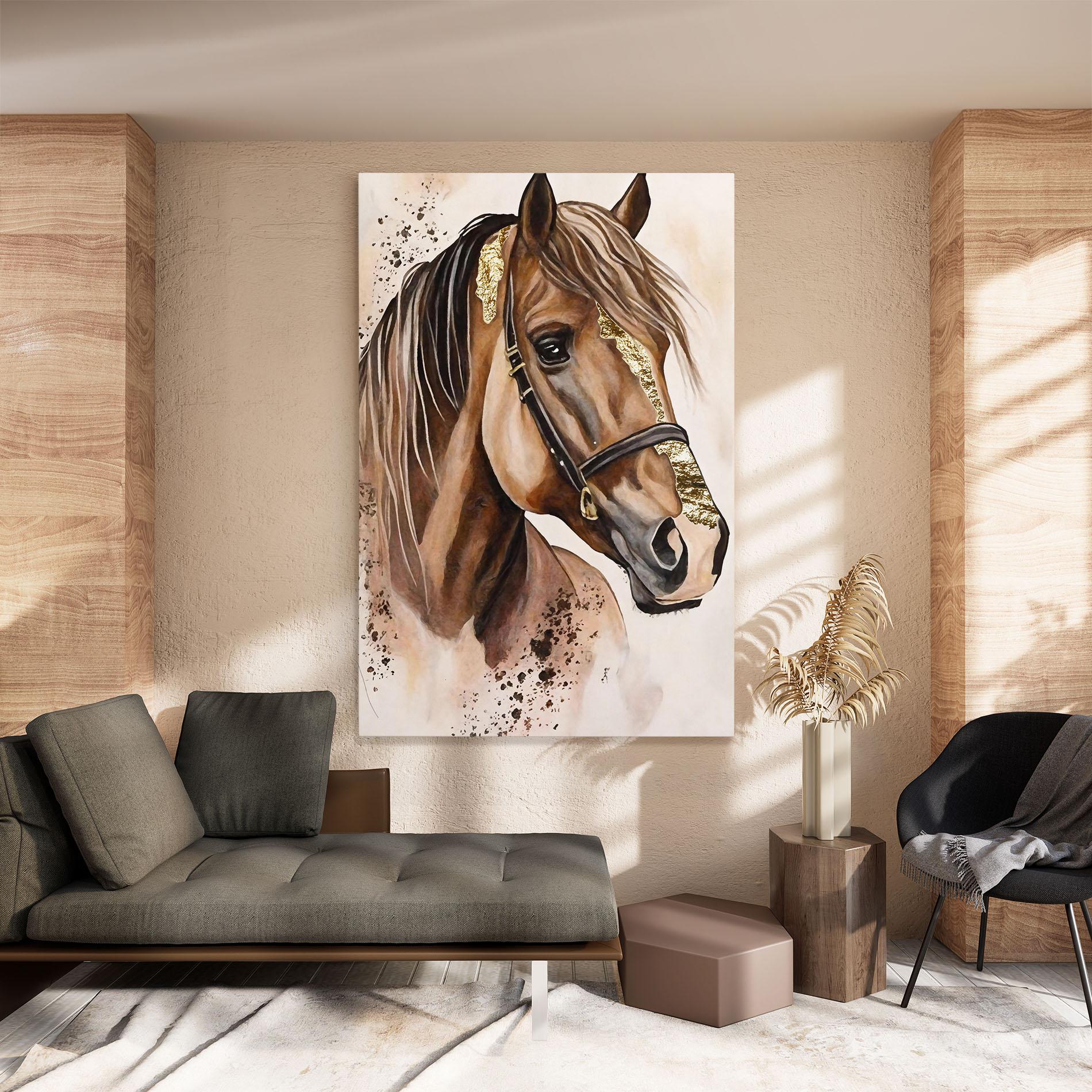 Tablou Canvas Gold Horse Painting mockup 8