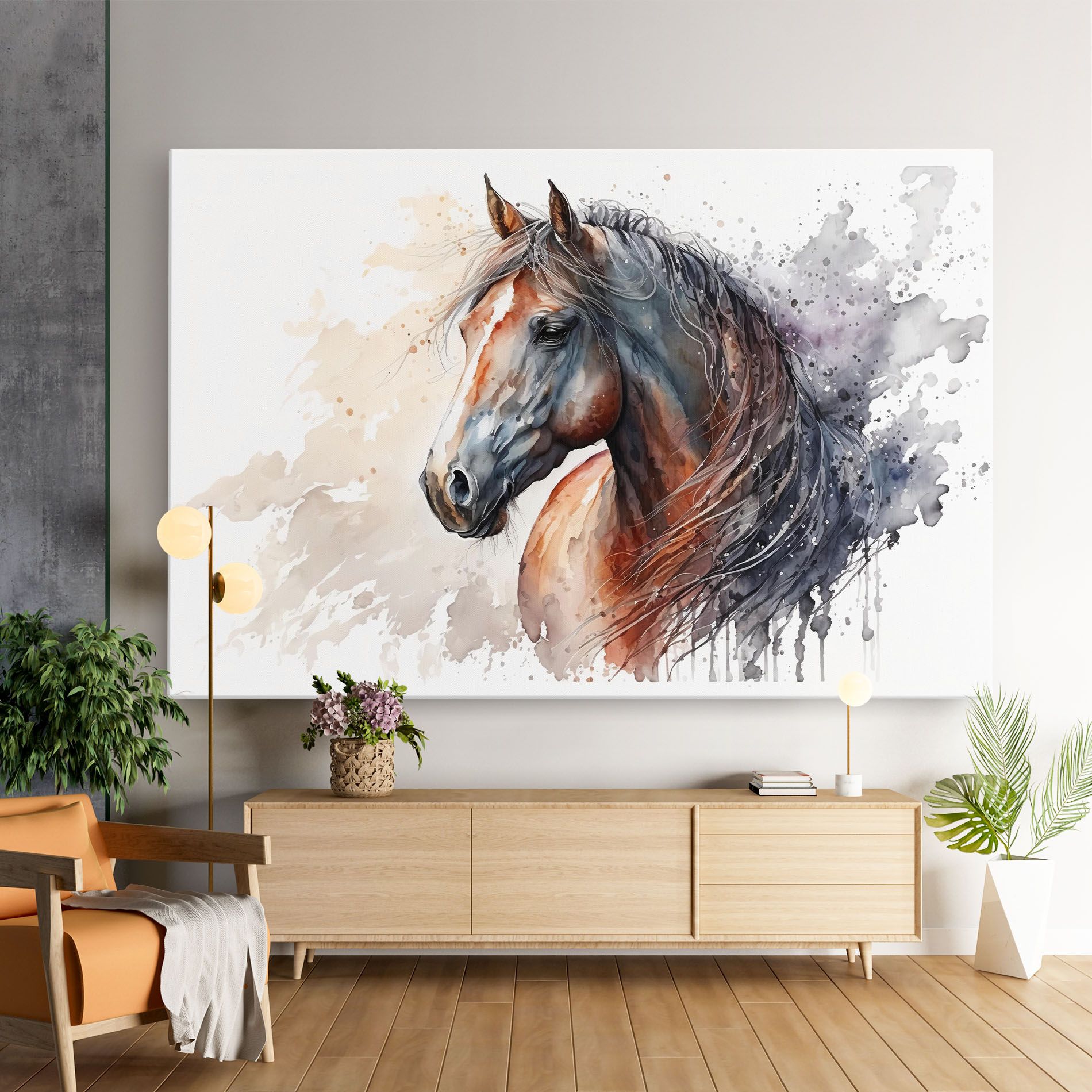 Black Brown Horse Painting mockup 9
