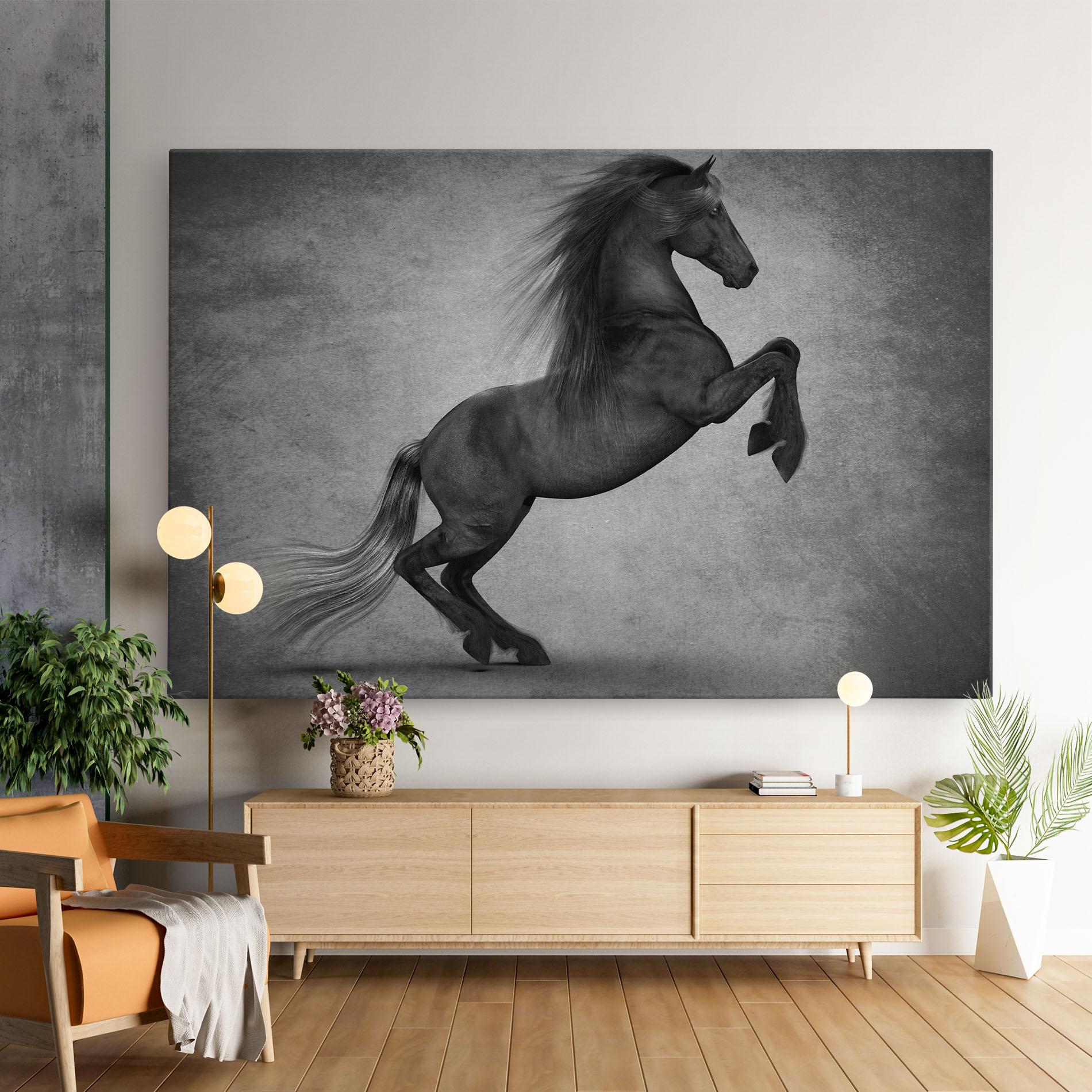 Tablou Canvas Black Horse Jumping mockup 9