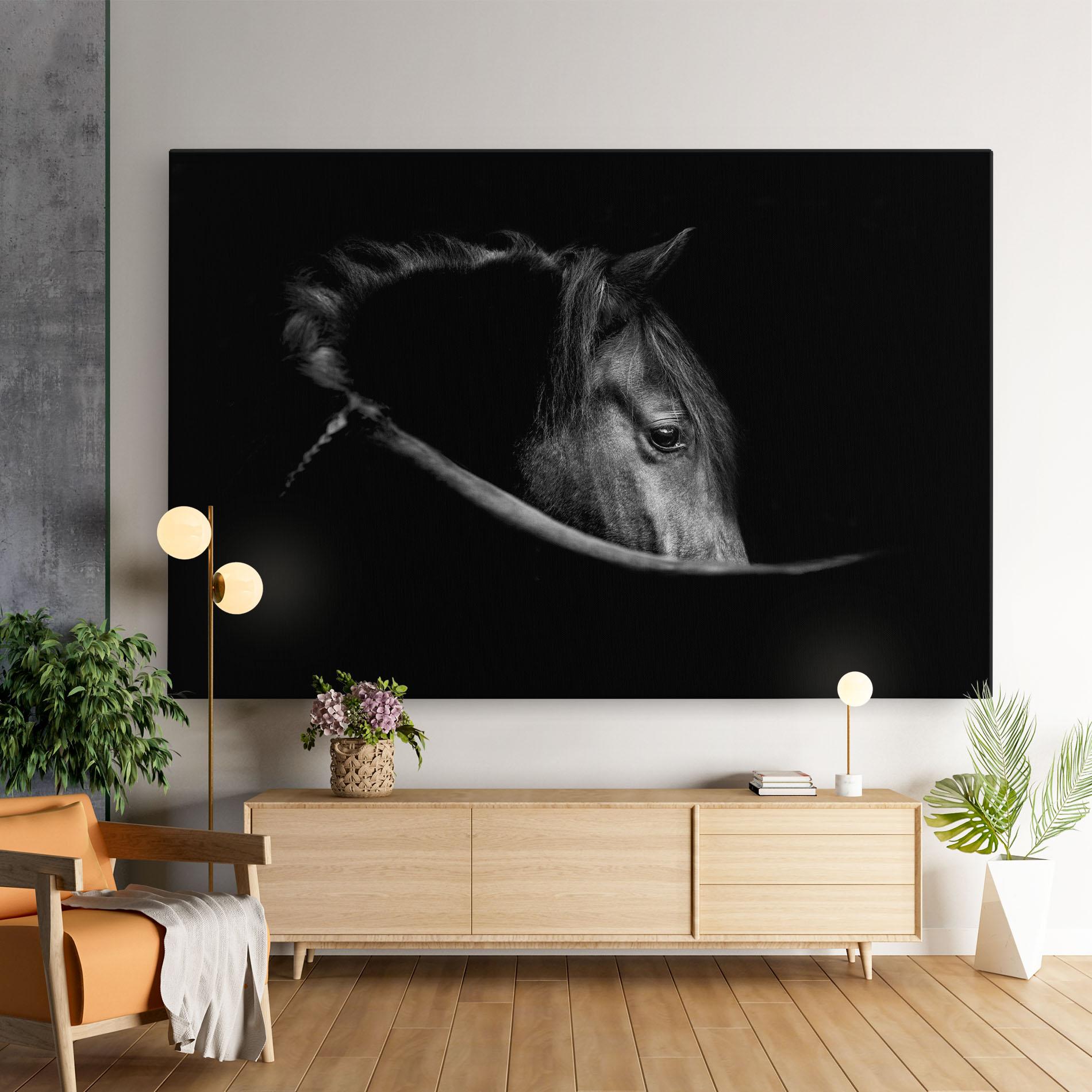 Tablou Canvas Black Horse Looking mockup 9