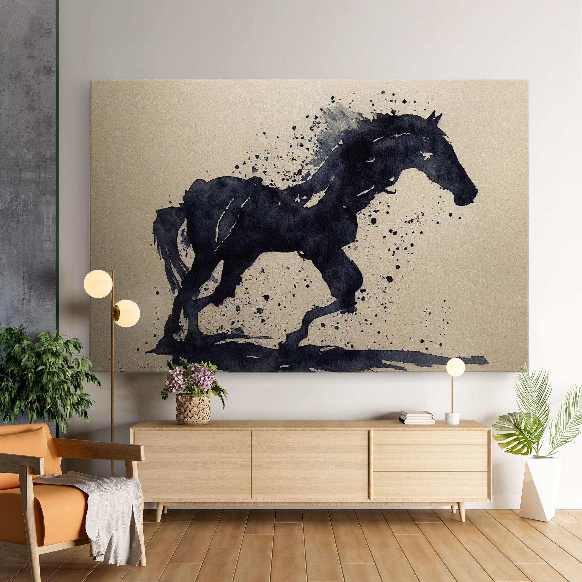Tablou Canvas Watercolor Black Horse mockup 9